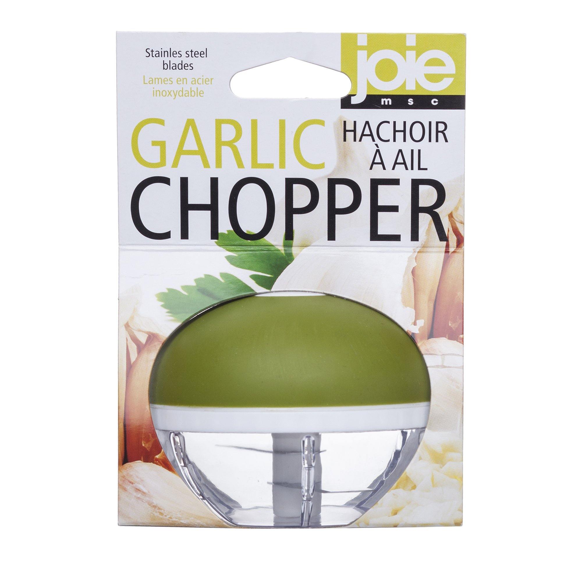 Joie Garlic Press and Chopper with Storage Container, Stainless Steel  Blades, Green
