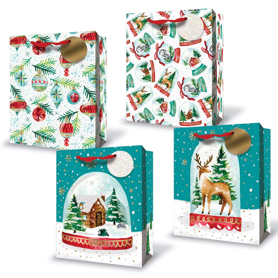 Christmas Gift Bag - Printed with Glitter and Foil 10.5W x12.75H x 5.5D in VRT