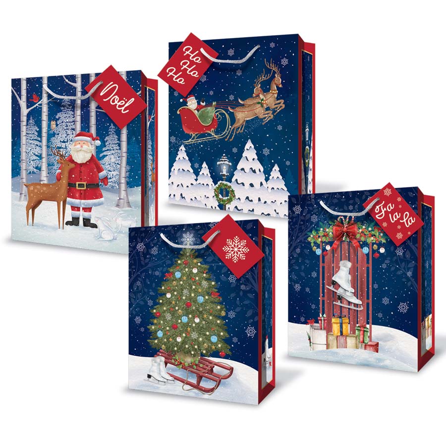 Christmas Gift Bag - Classic Christmas 10.5W x12.75H x 5.5D in VRT