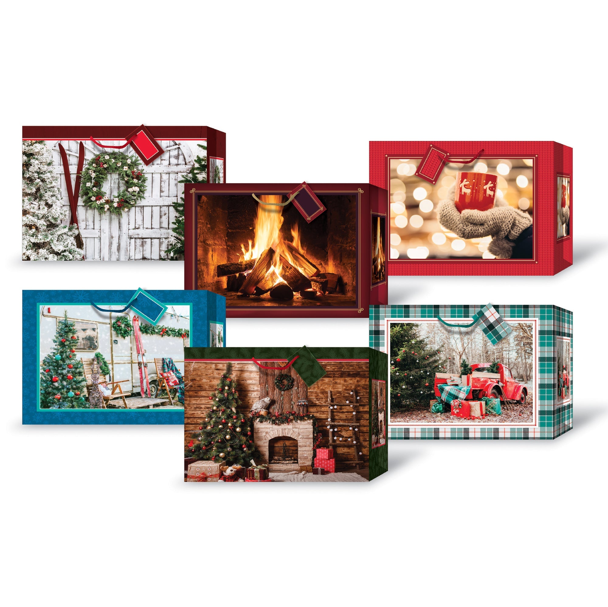 Christmas Horizontal Extra Wide Gift Bag 13x10x10in VRT