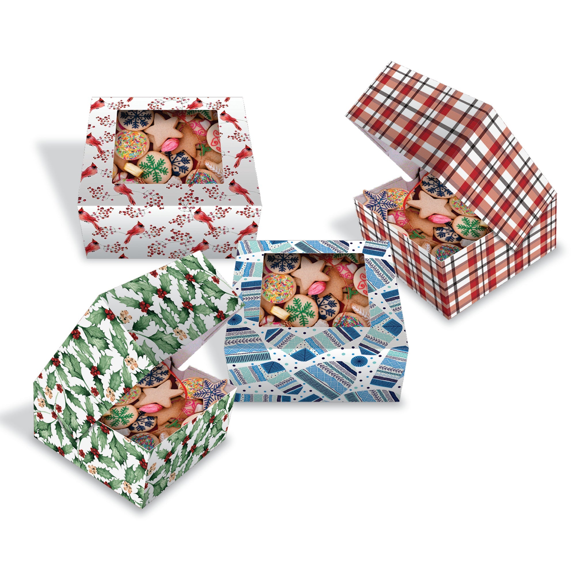 Christmas 4 Square Treat Boxes with Window