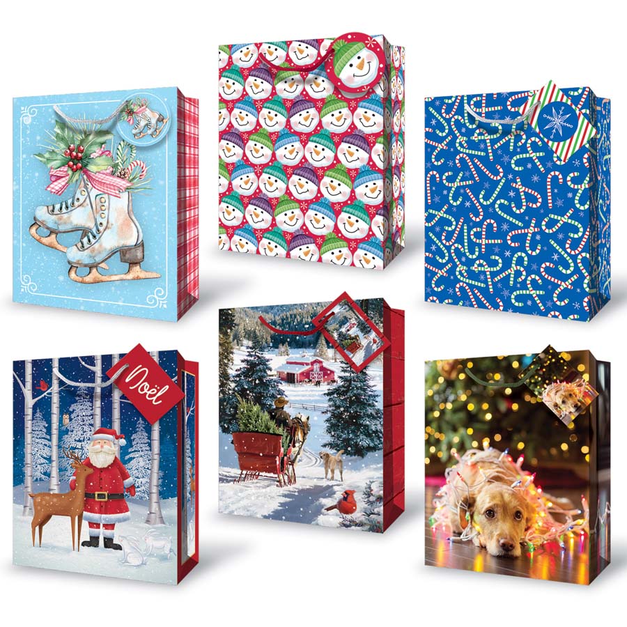 Christmas Printed Gift Bag 5.75W x4.5H x2.5D in VRT