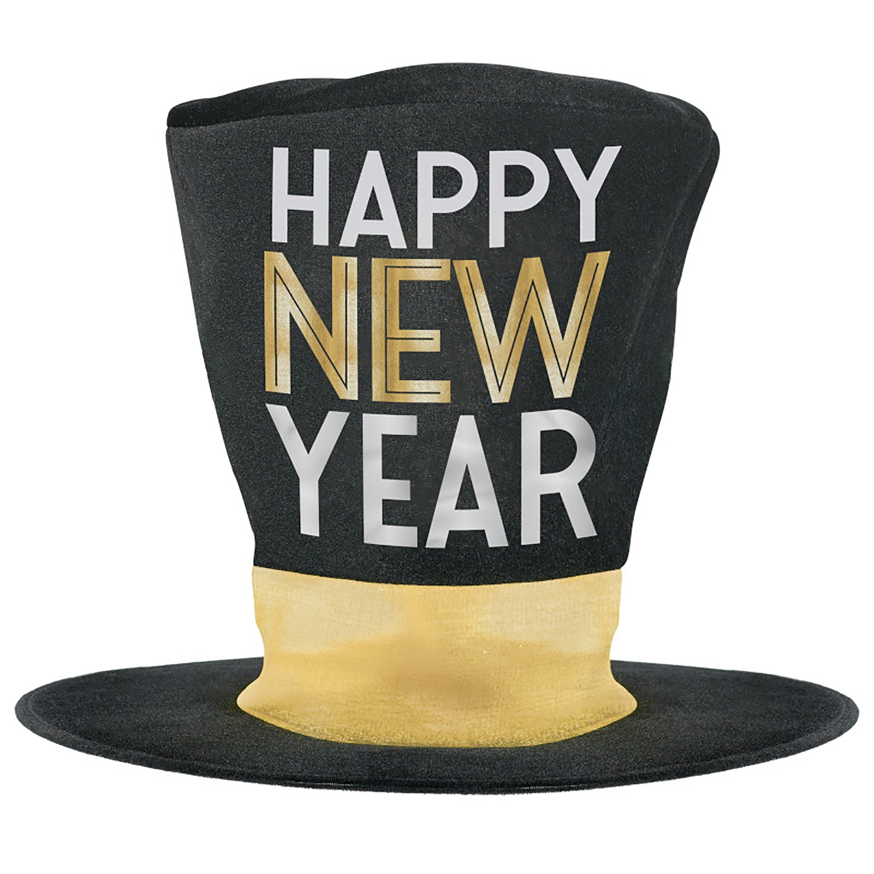 Happy New Year Hot-stamped Fabric Oversized Top Hat 12x11in