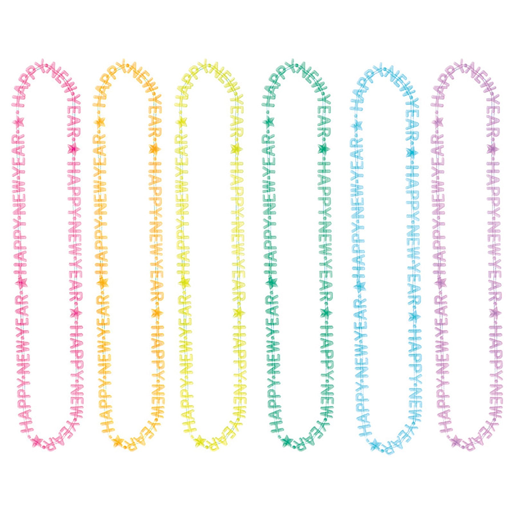 Happy New Year 6 Glow Necklaces 16in