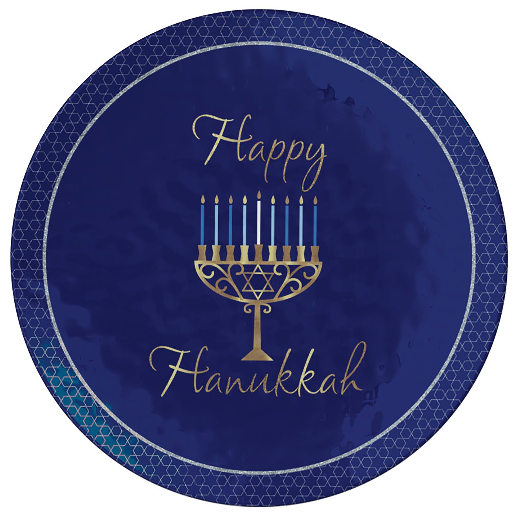 Happy Hanukkah Textured Round Melamine Platter 14in