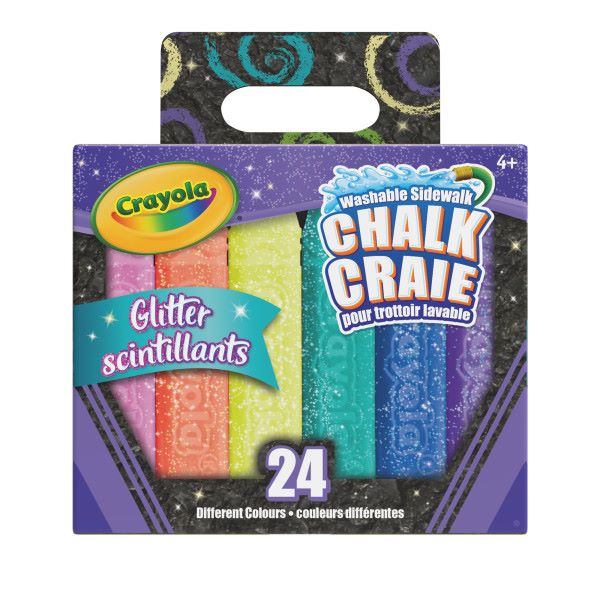 Crayola 24 Glitter Sidewalk Chalks - Non Toxic 4+ 4in