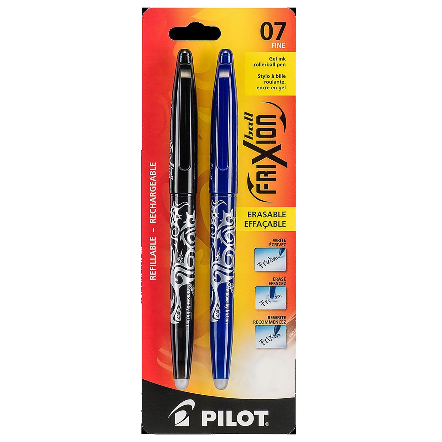 Pilot Frixion 2 Erasable Pens - Blue and Black Gel Ink 0.7mm