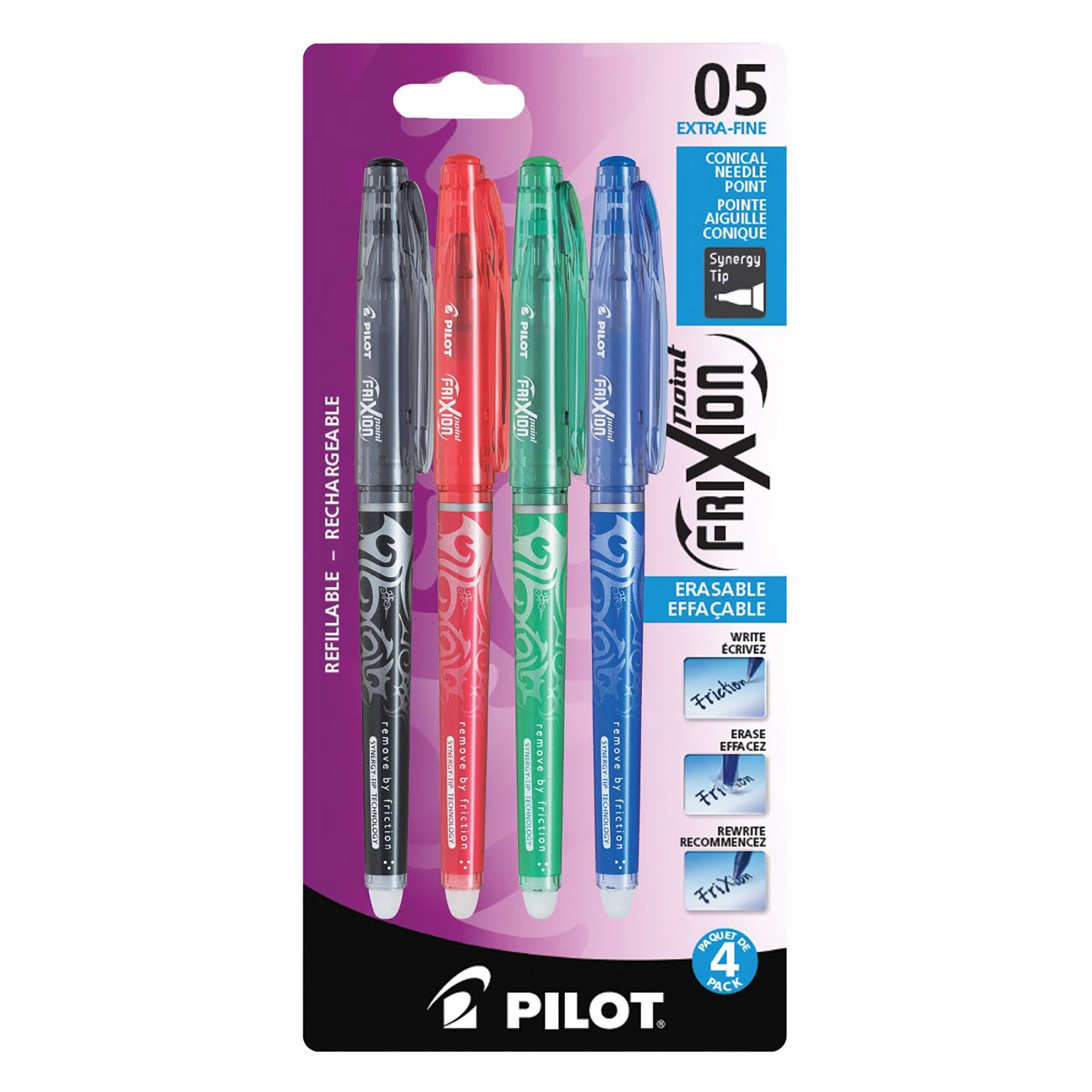 Pilot Frixion 4 Erasable Pens - Assorted Color Inks 0.5mm