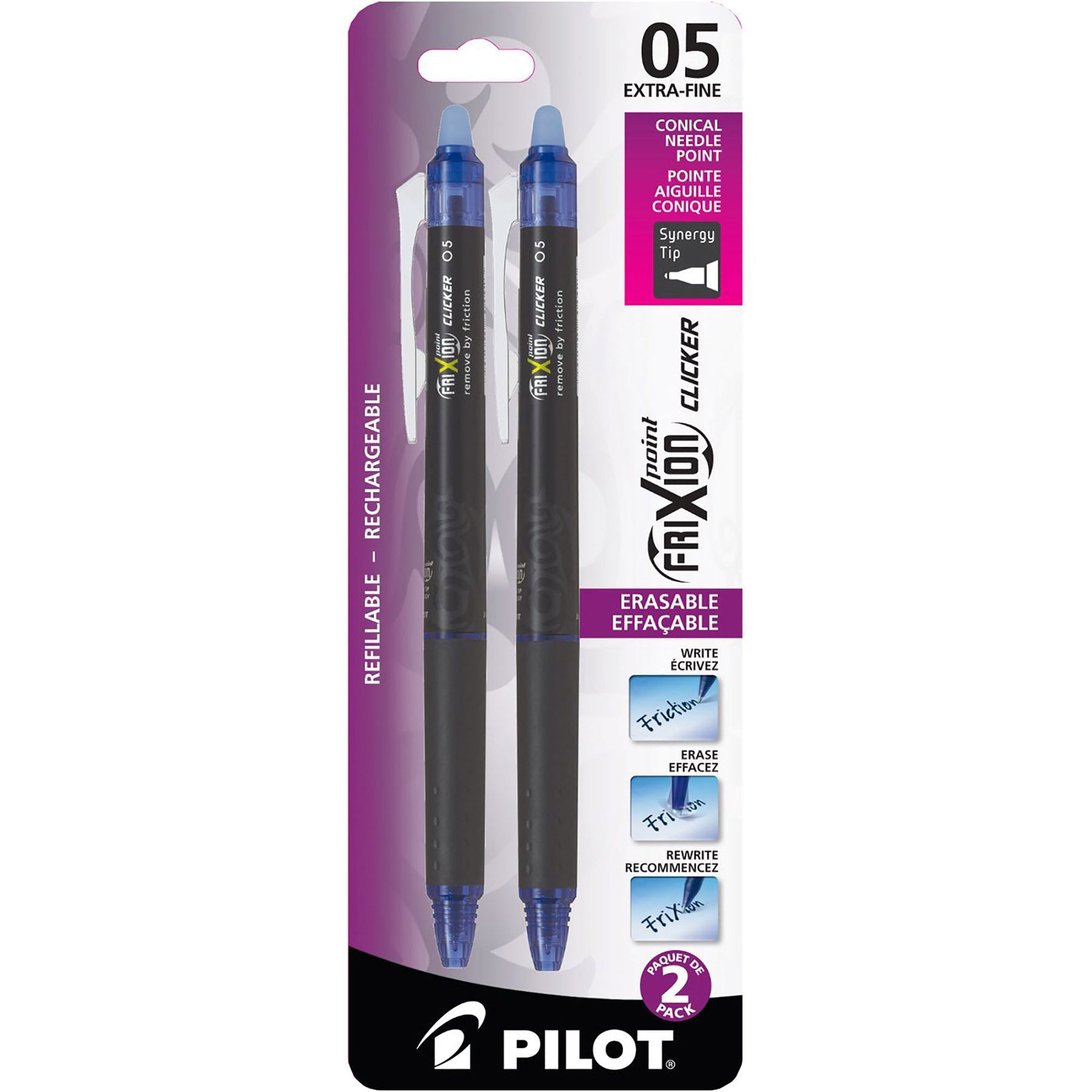 Pilot Frixion 2 Erasable and Retractable Pens - Blue Ink 0.5mm