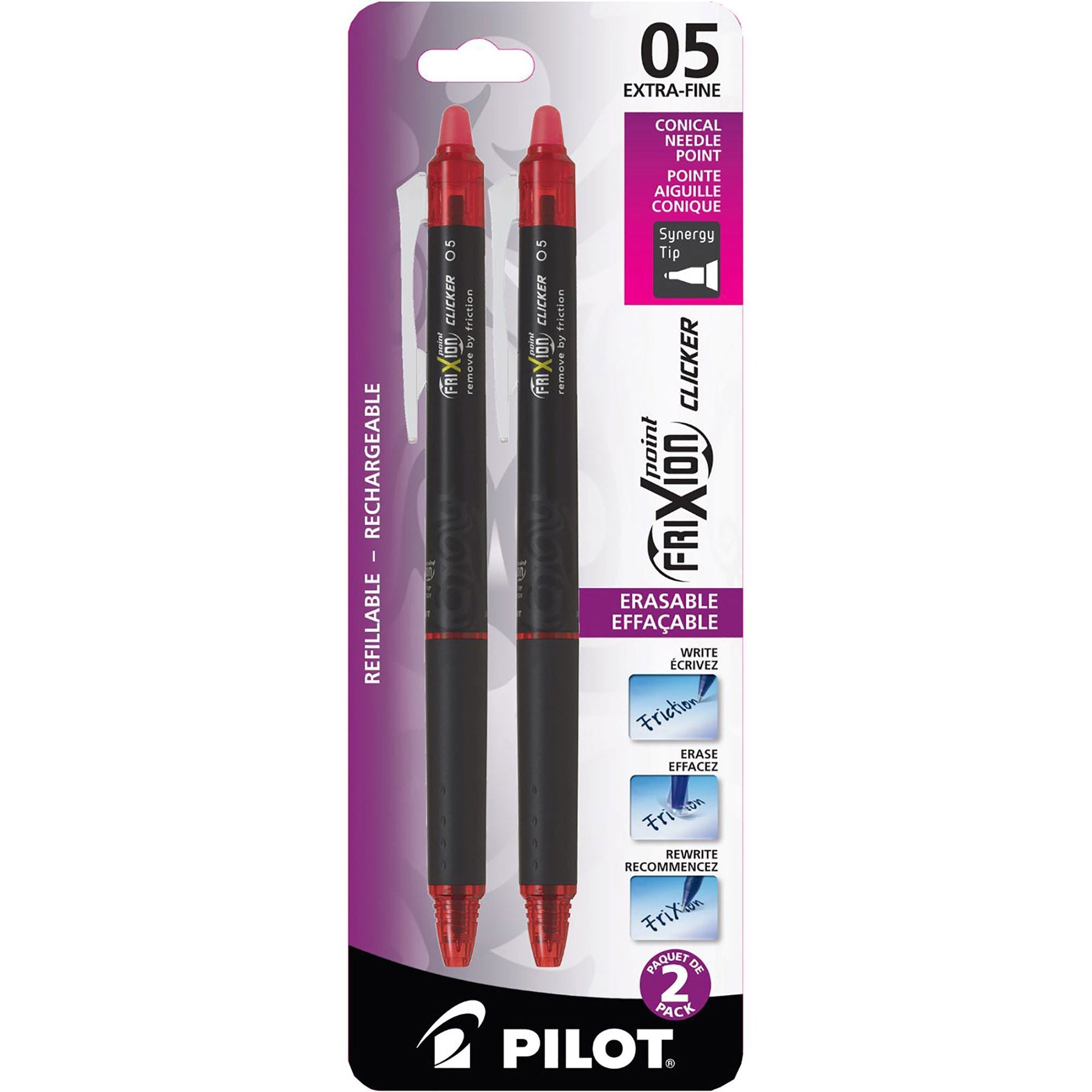 Pilot Frixion 2 Erasable and Retractable Pens - Red Ink 0.5mm