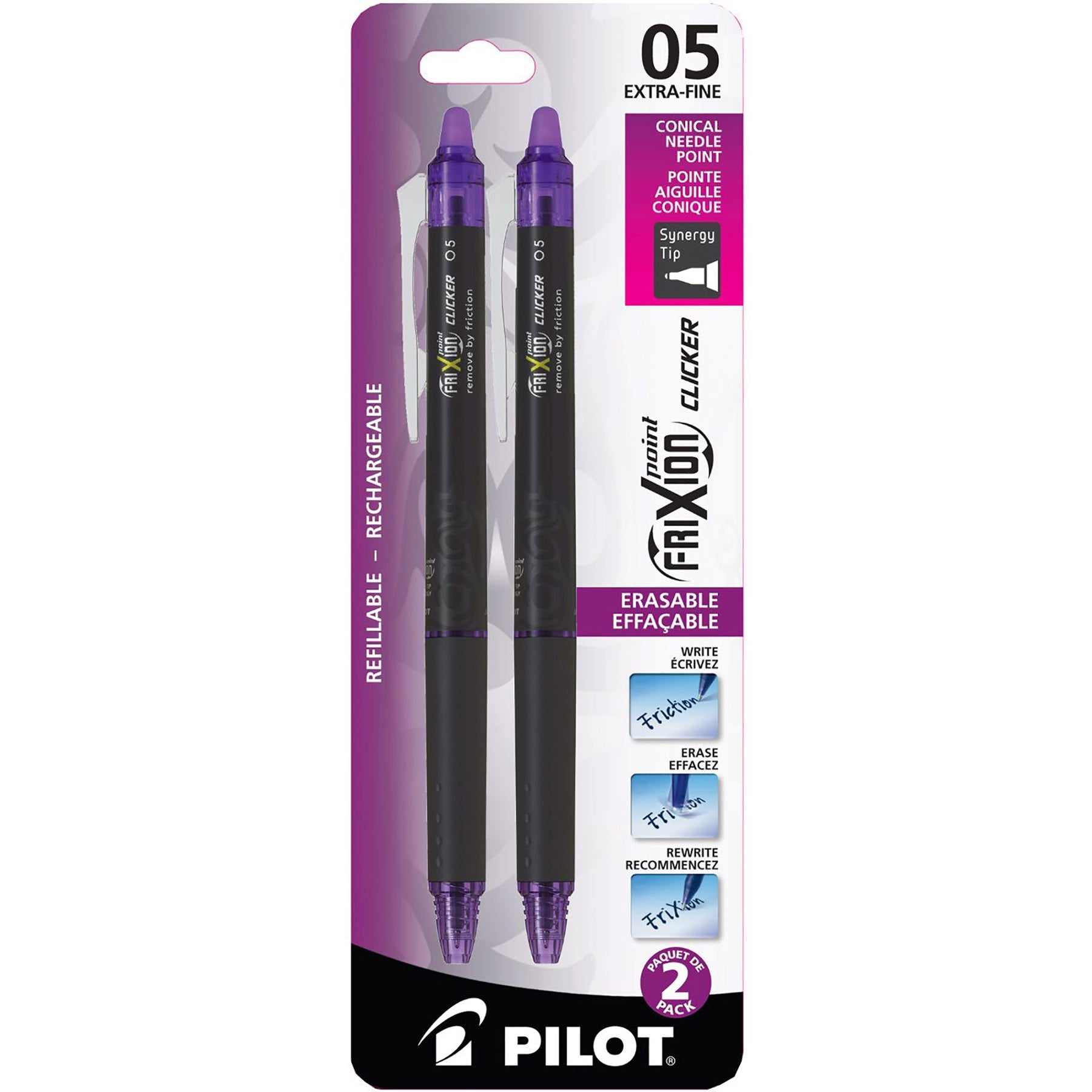 Pilot Frixion 2 Erasable and Retractable Pens - Violet Ink 0.5mm