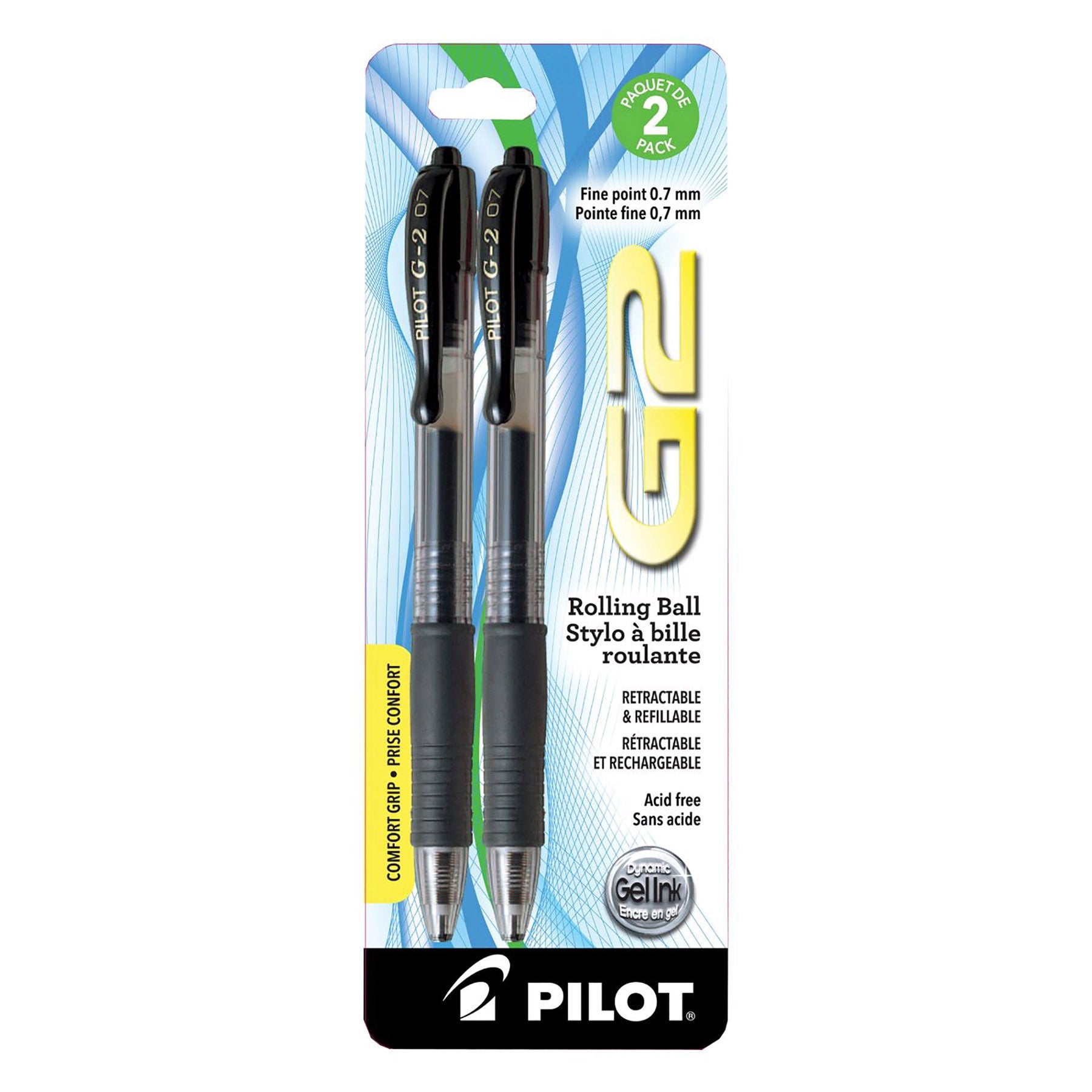 Pilot G-2 2 Retractable Pens - Black Ink 0.7mm