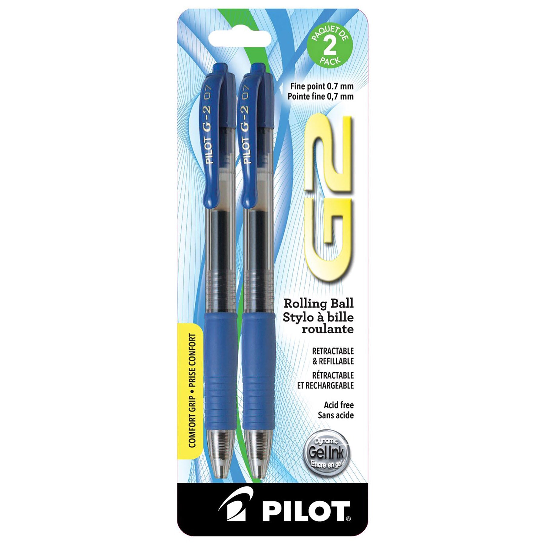 Pilot G-2 2 Retractable Pens - Blue Ink 0.7mm