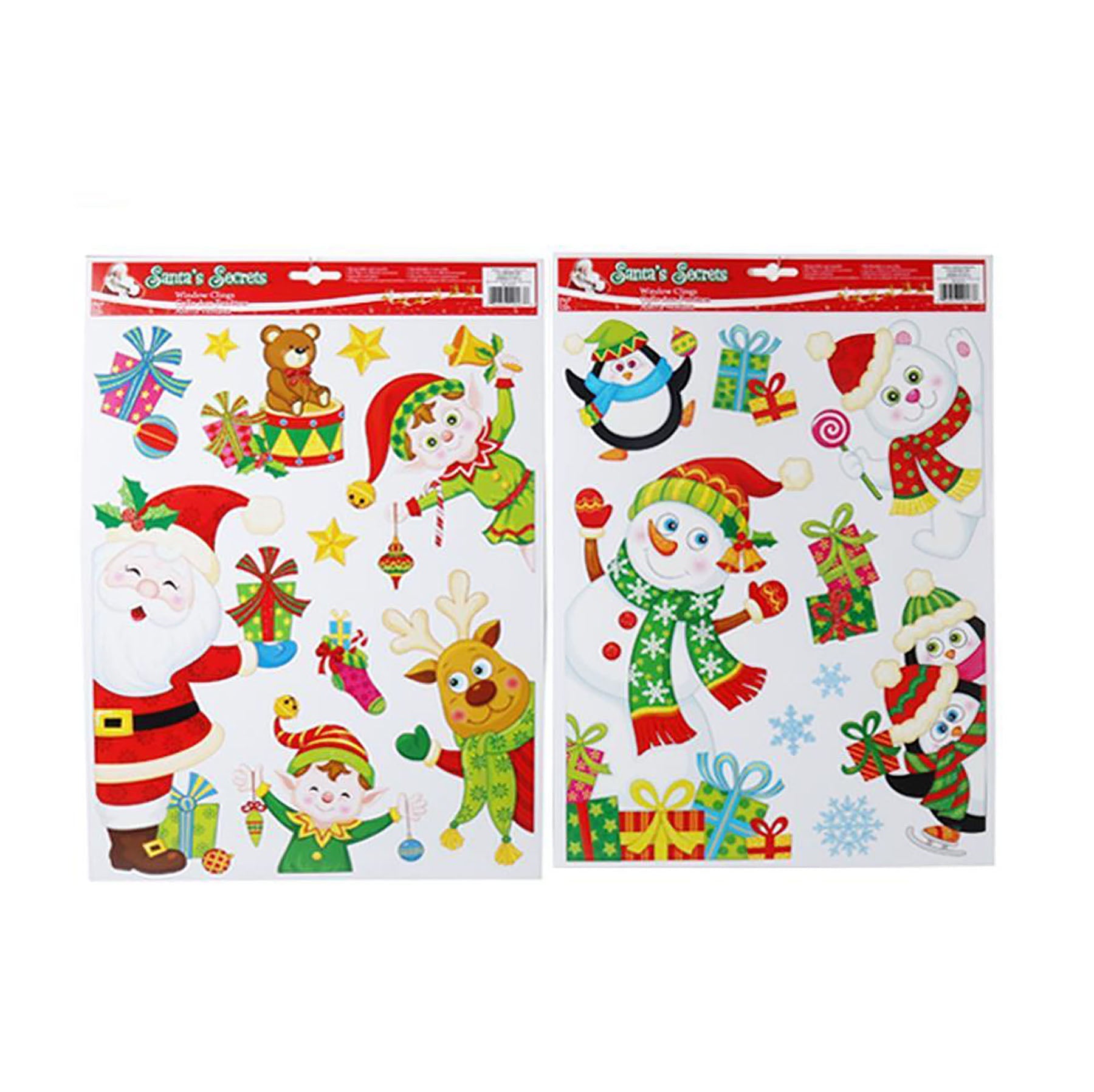 Santa's Secrets Glitter Window Clings 16in sheet 7.8x10in VRT