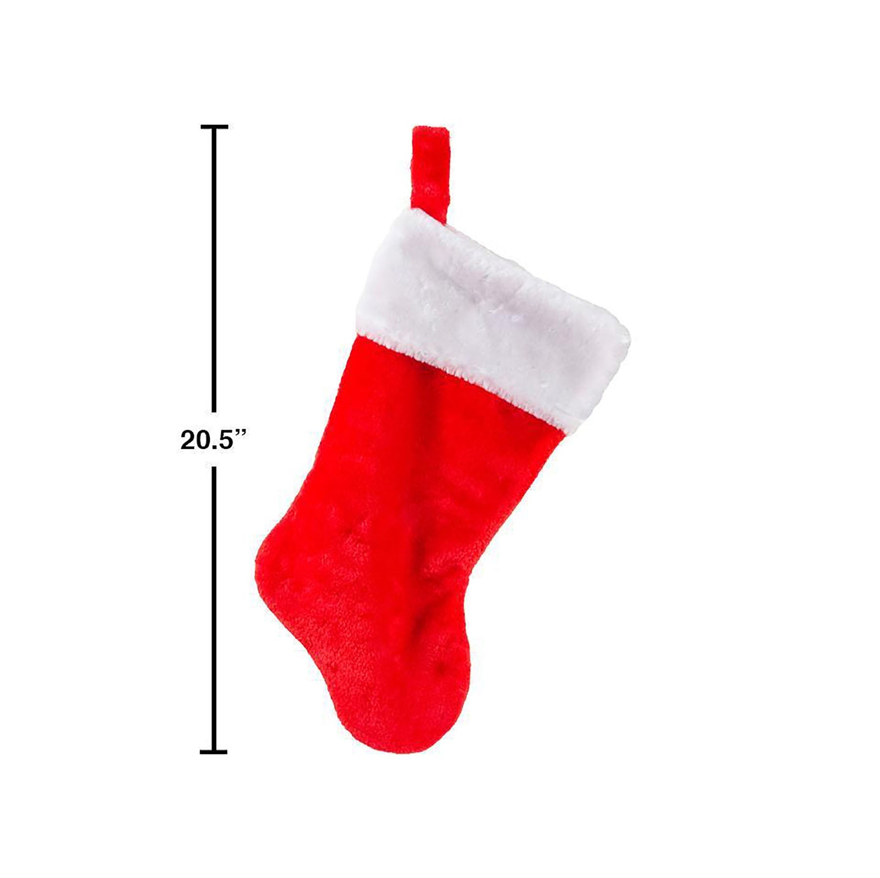 Santa's Secrets Deluxe Red Plush Stocking with White Trim 18in