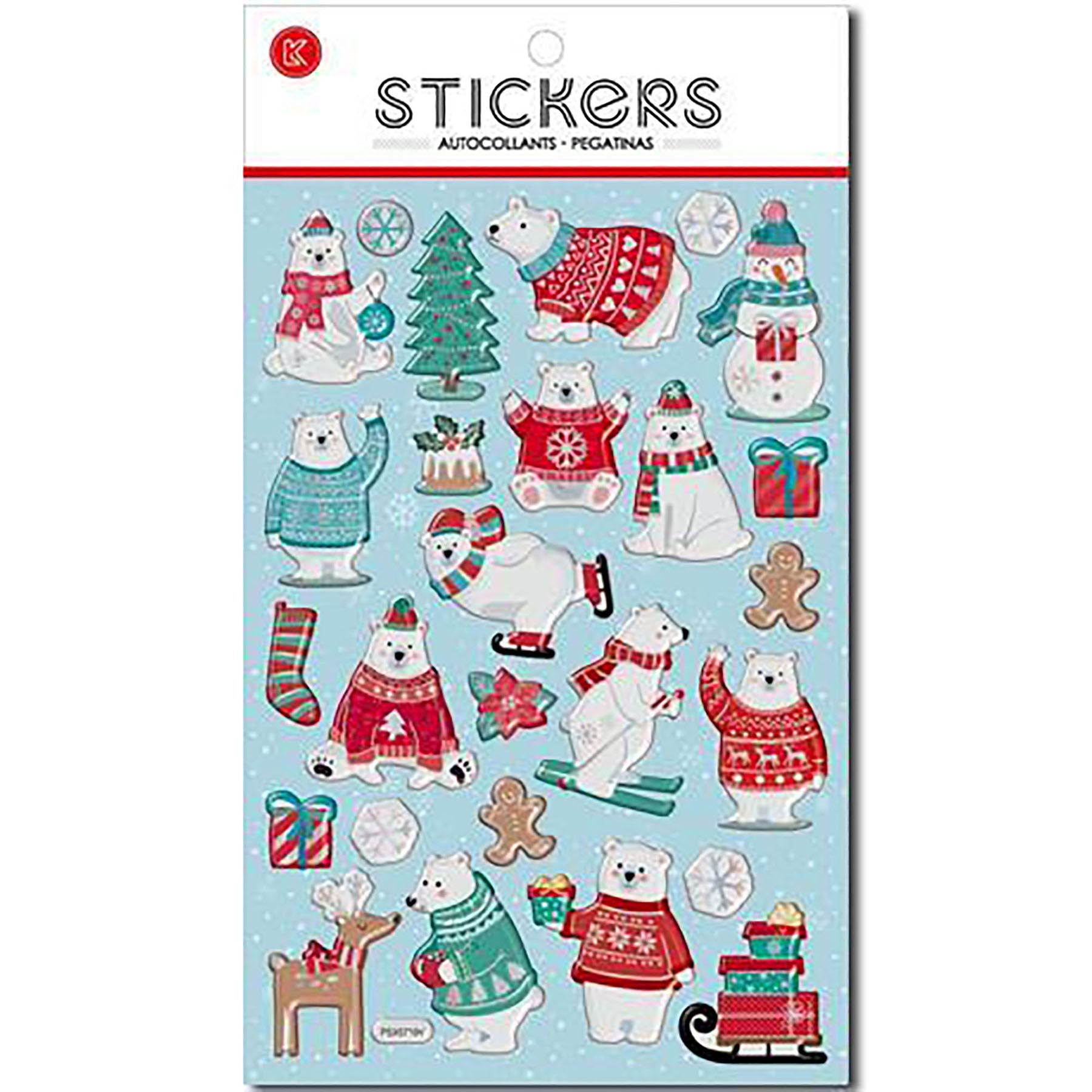 Christmas Stickers - Polar Bear 9.8x5.5in sheet