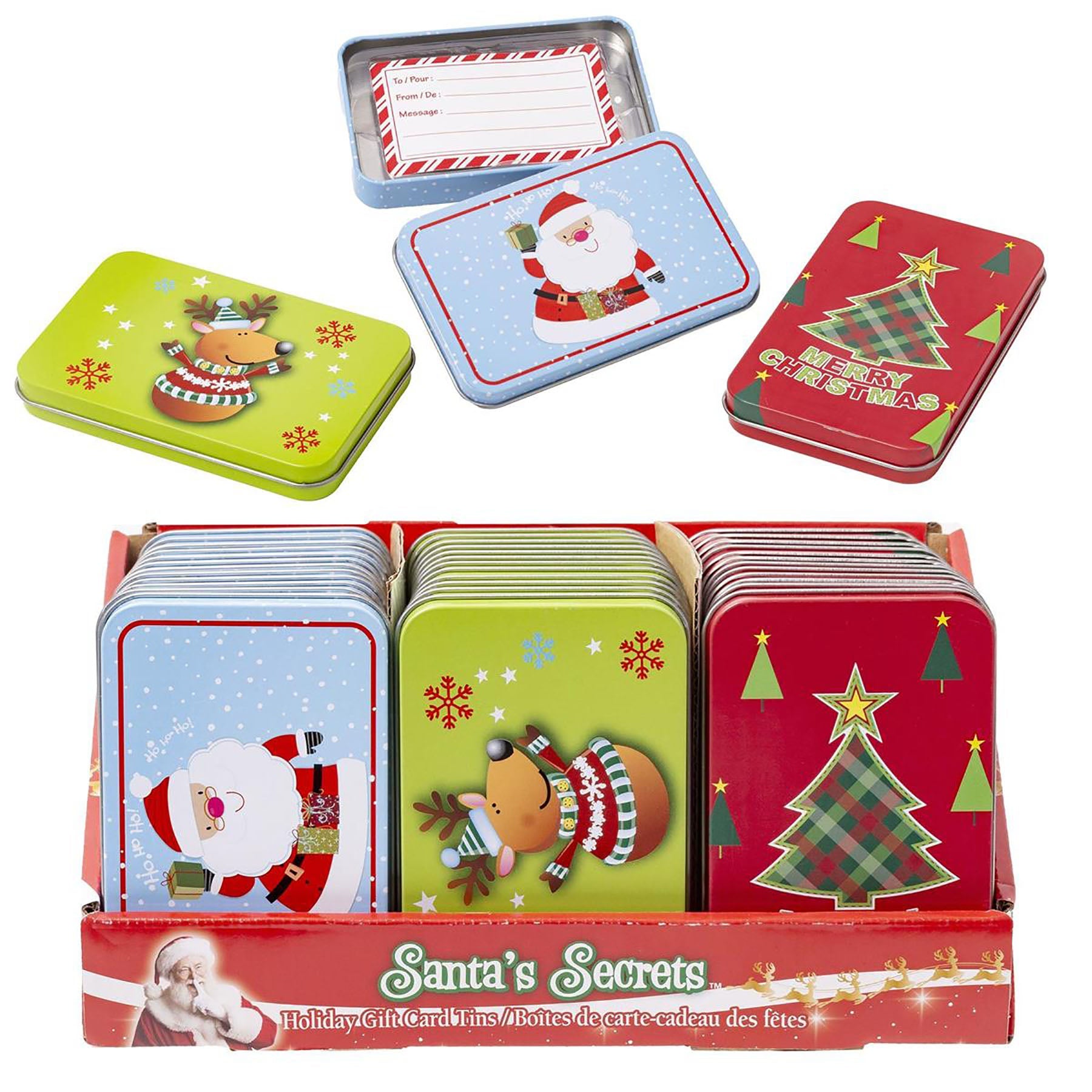 Santa's Secrets Tin Gift Card Holder 4.5x3x0.75in VRT