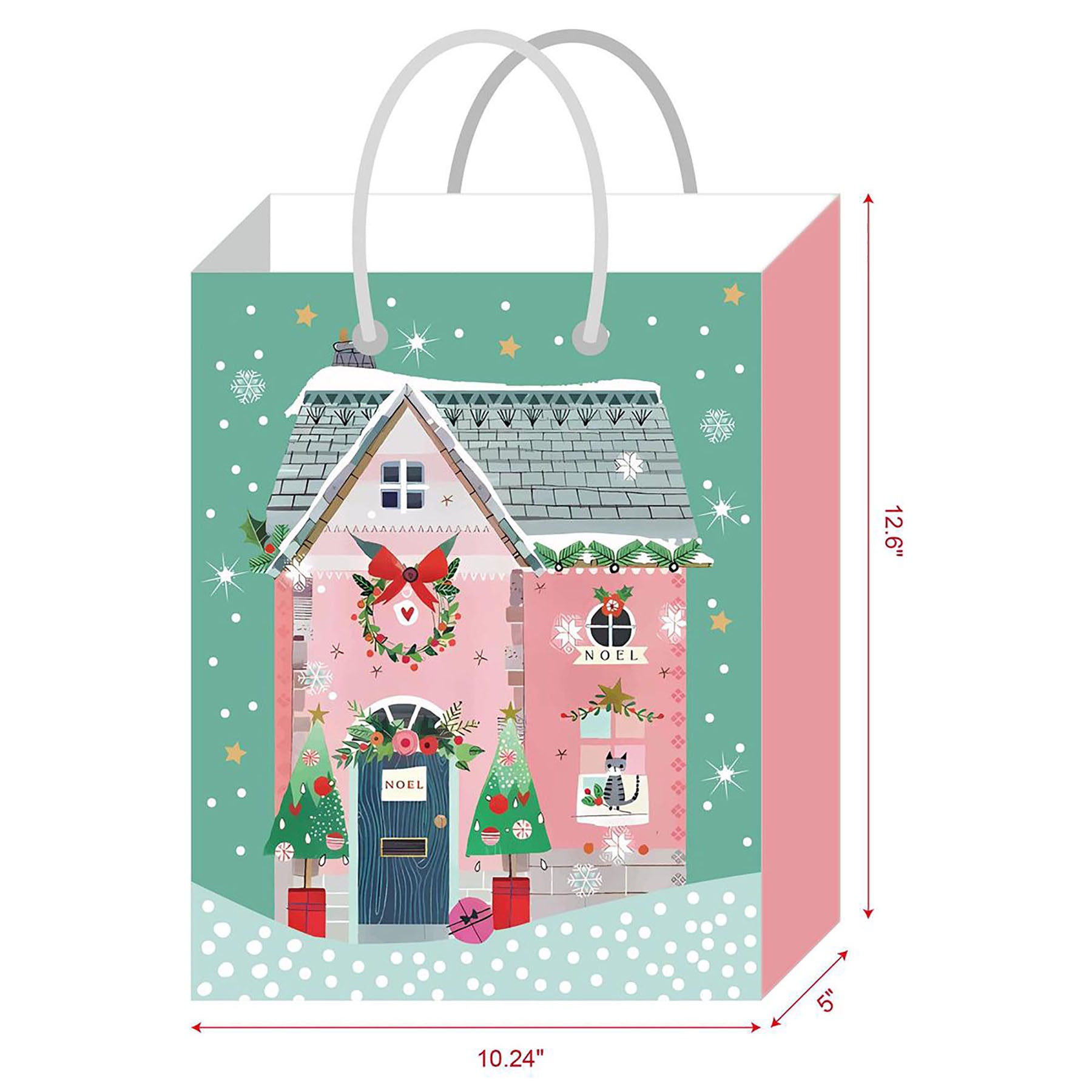 Christmas Matte with Hot-stamped Gift Bag Lg 10.2W x 12.6H x 5D in