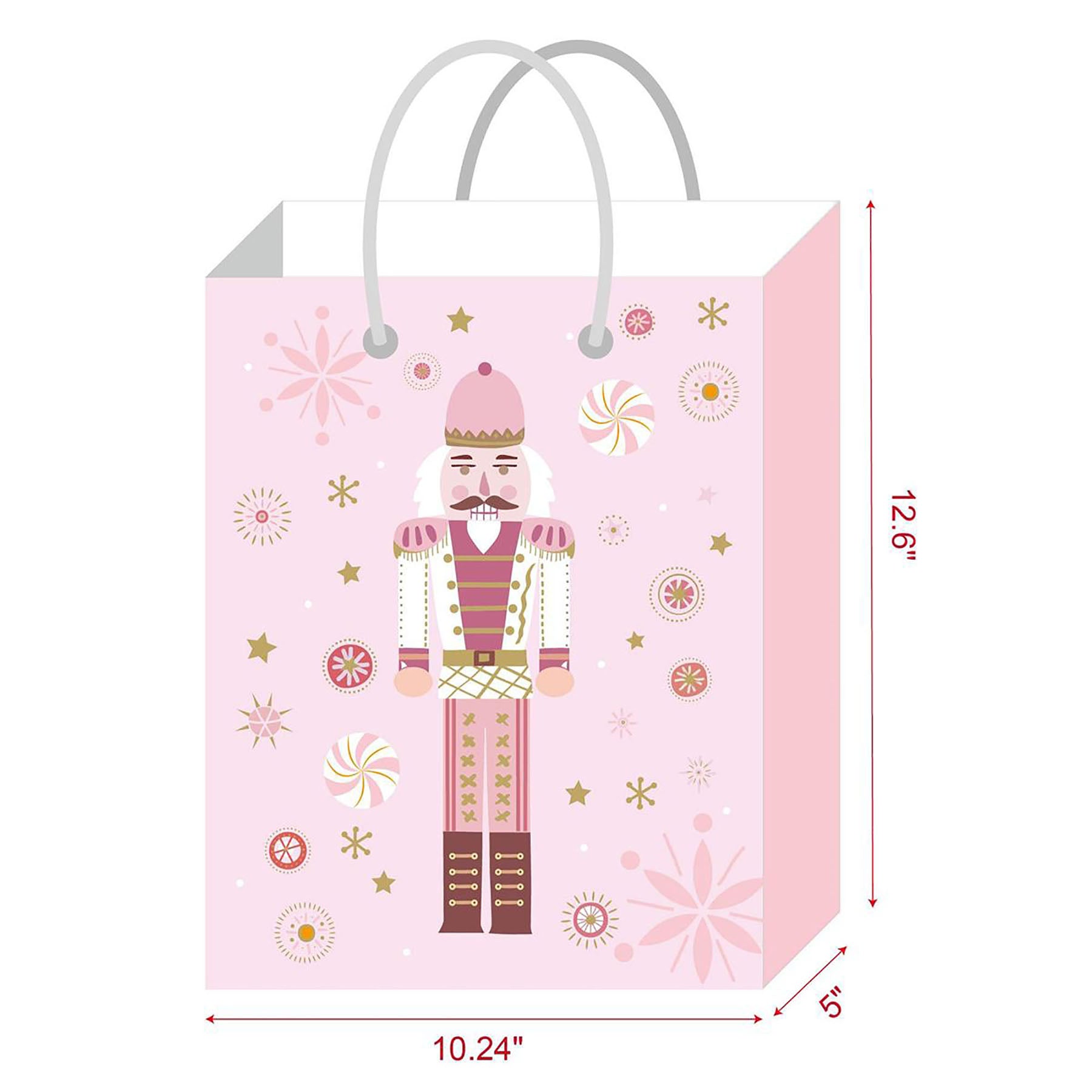 Christmas Gift Bag Matte and Glitter Lg 10.2W x 12.6H x 5D in