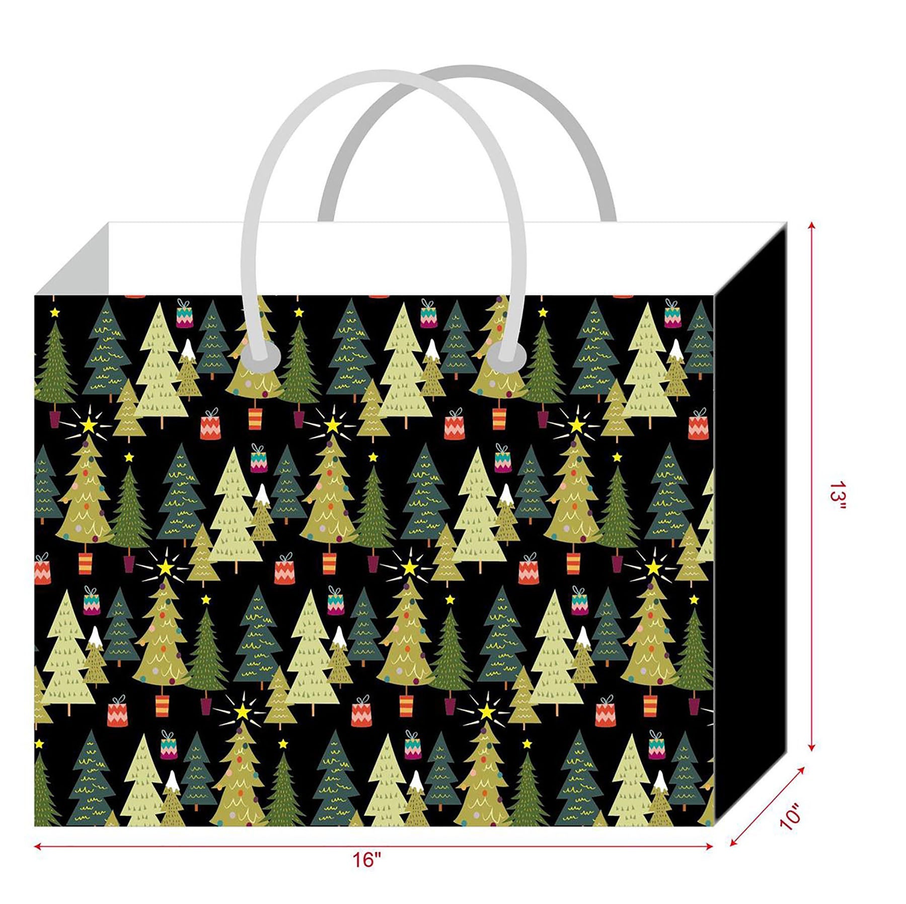 Christmas Gift Bag Horizontal Matte x-wide 16W x 13H x10D in