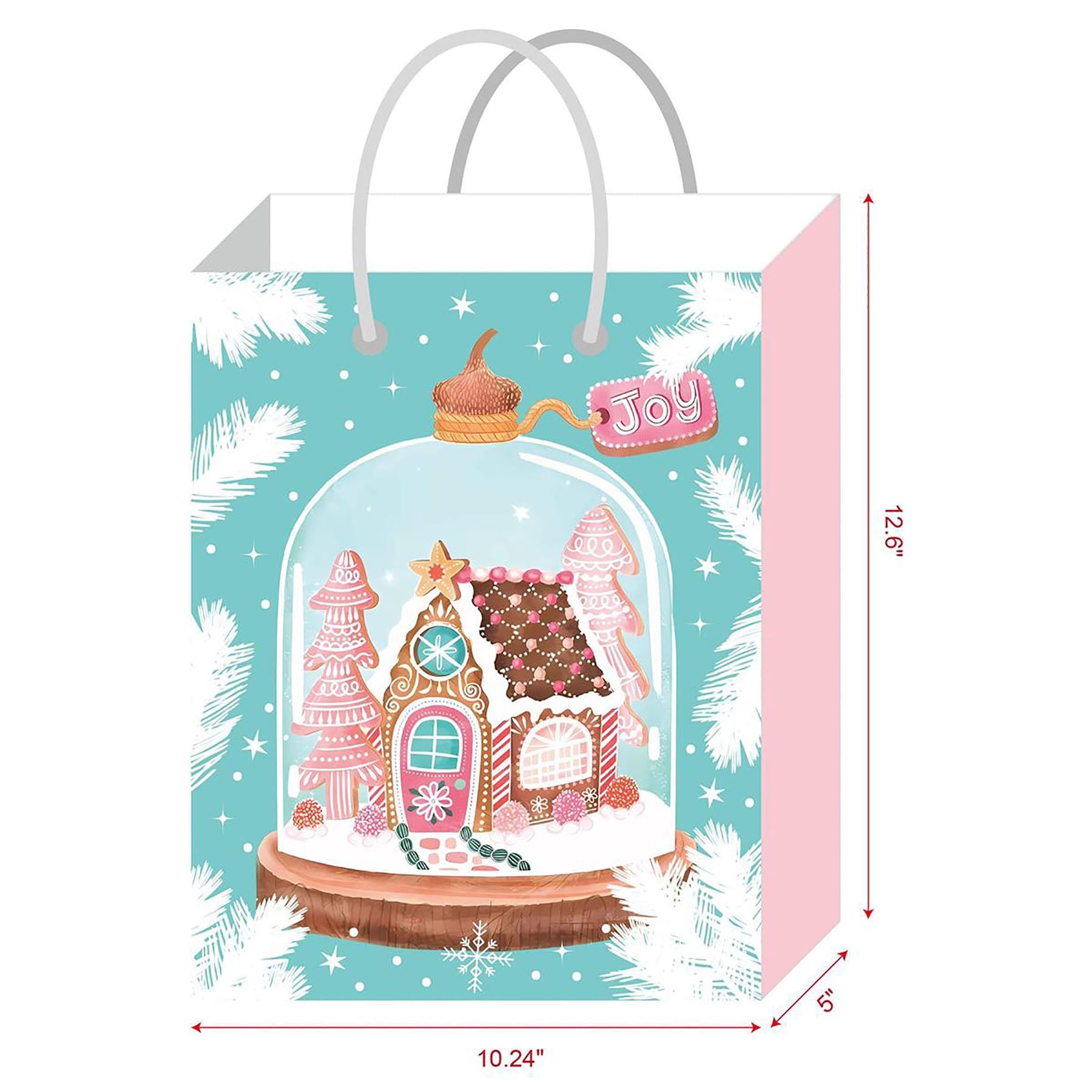 Christmas Matte and Glitter Gift Bag Lg 10.2W x 12.6H x 5D in