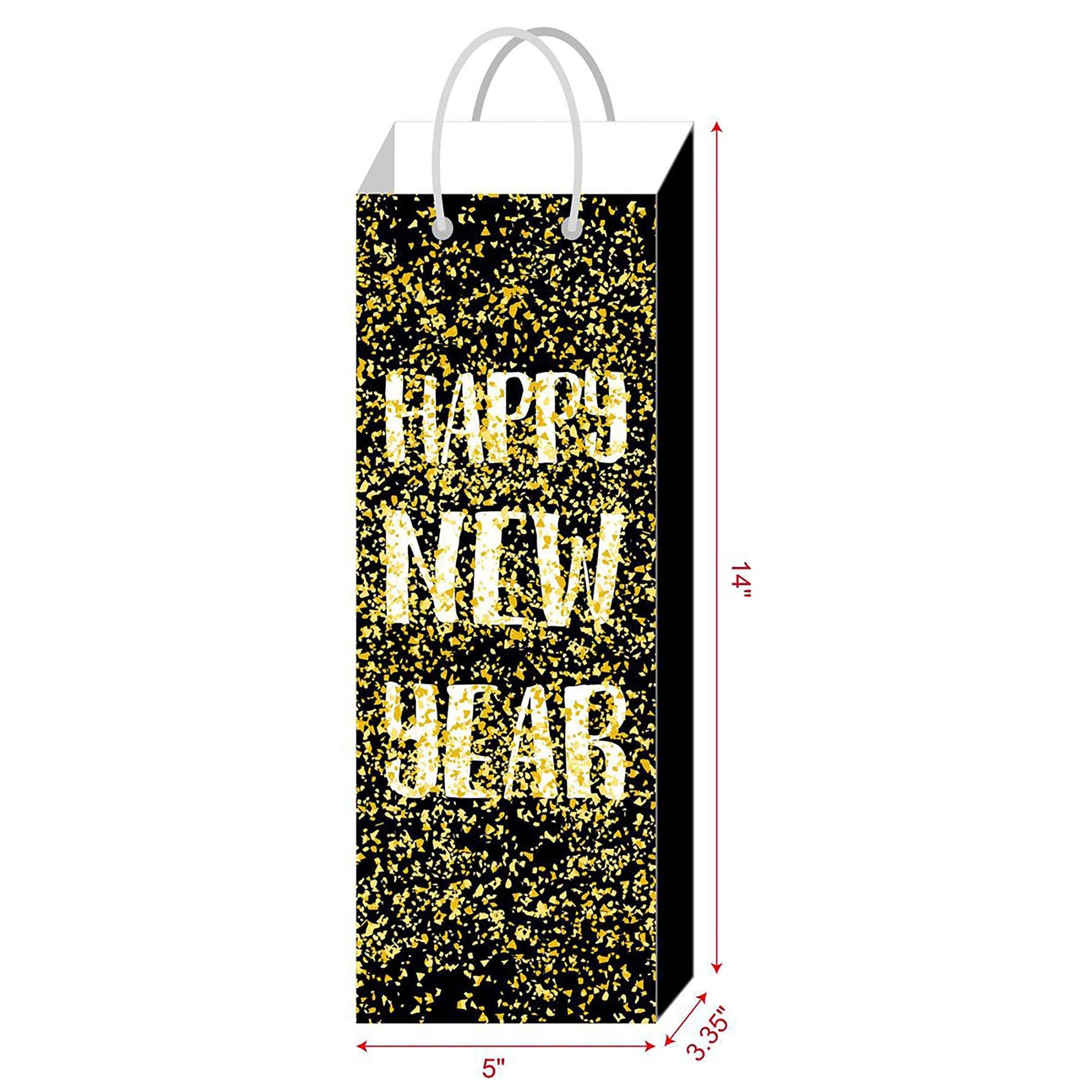 Christmas Matte with Hot-stamped Bottle Gift Bag 5W x 14H x 3.35D in