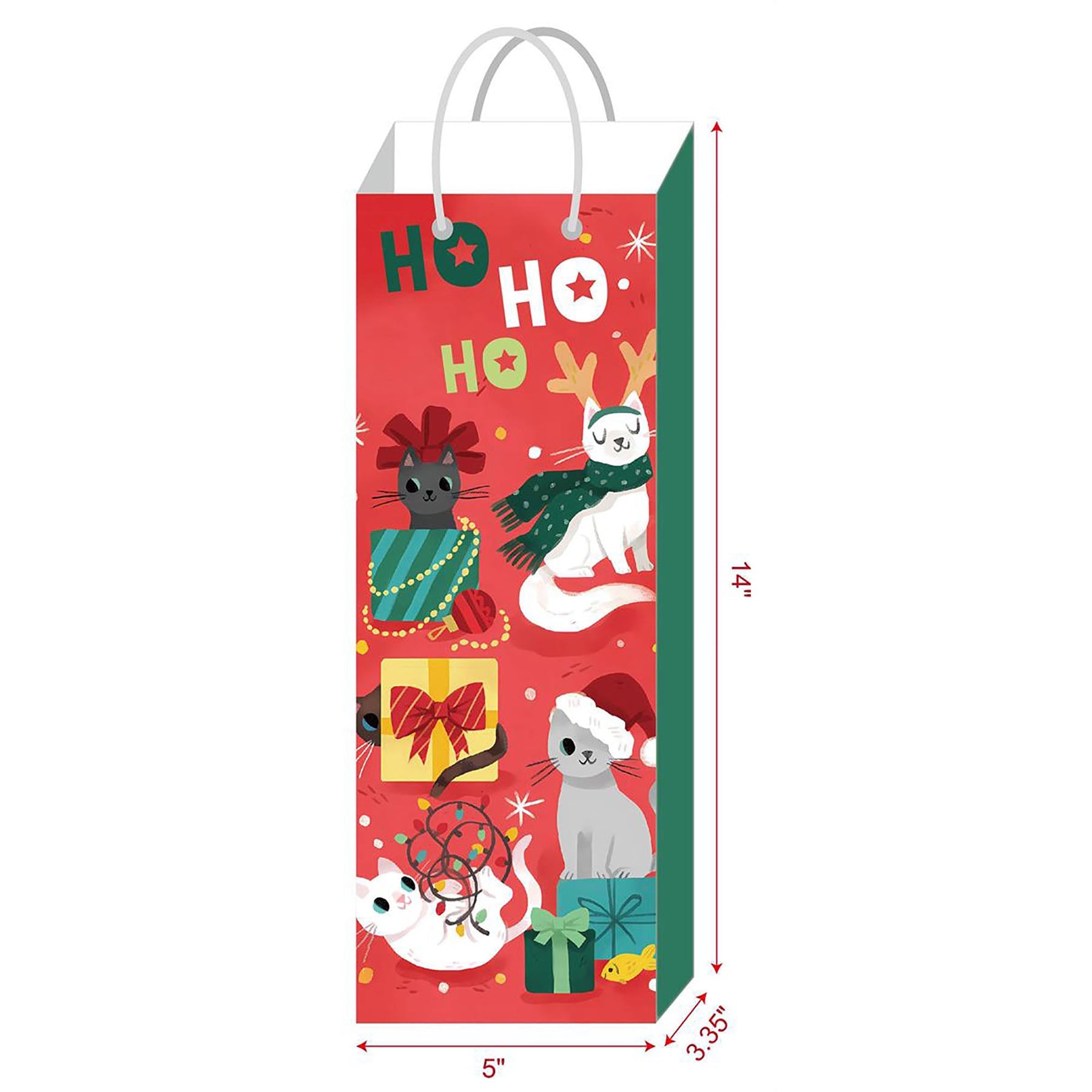 Christmas Matte Bottle Gift Bag 5W x 14H x 3.35D in