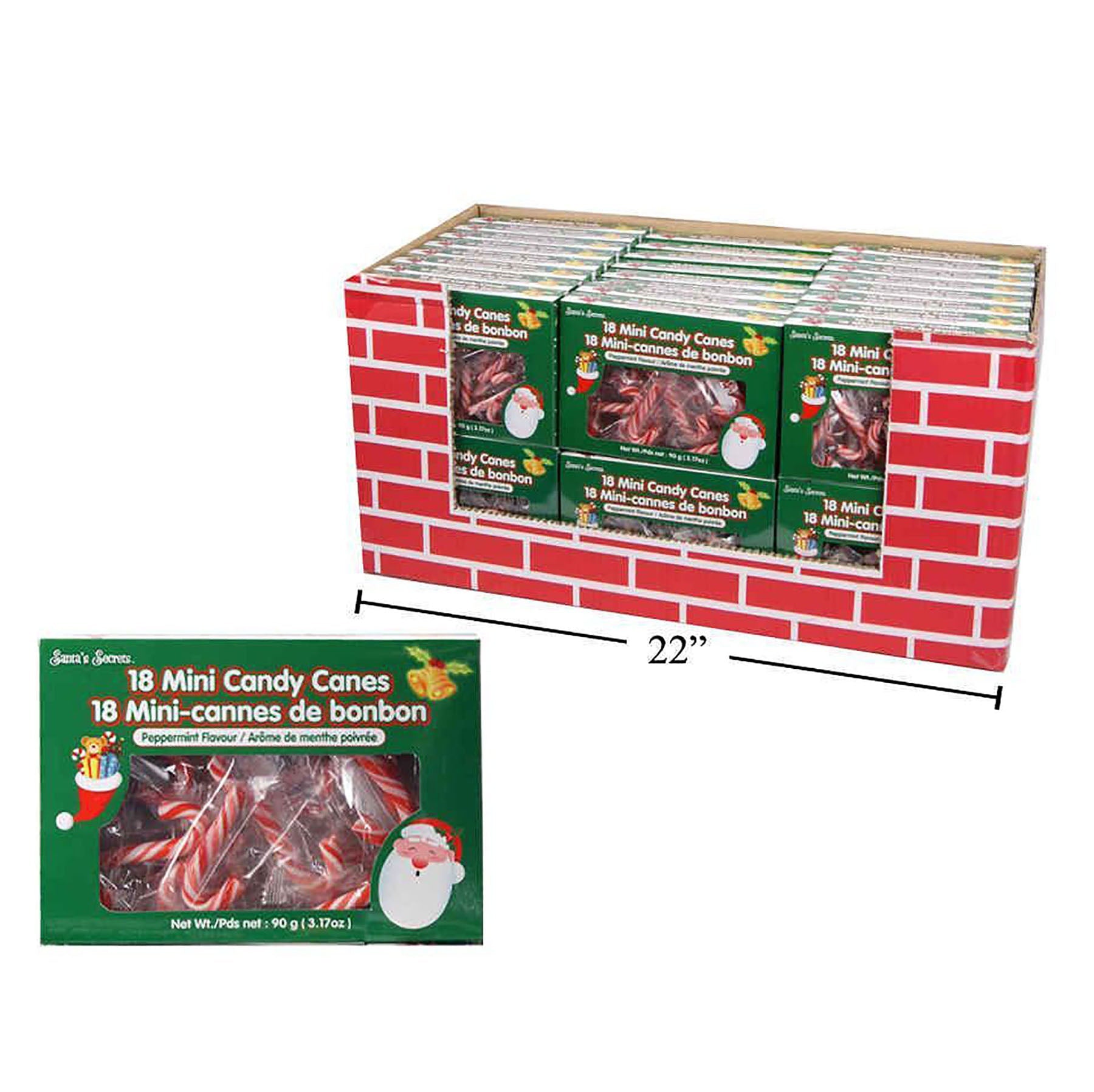 Santa's Secrets 18 Mini Candy Canes Peppermint Flavor 3.2oz