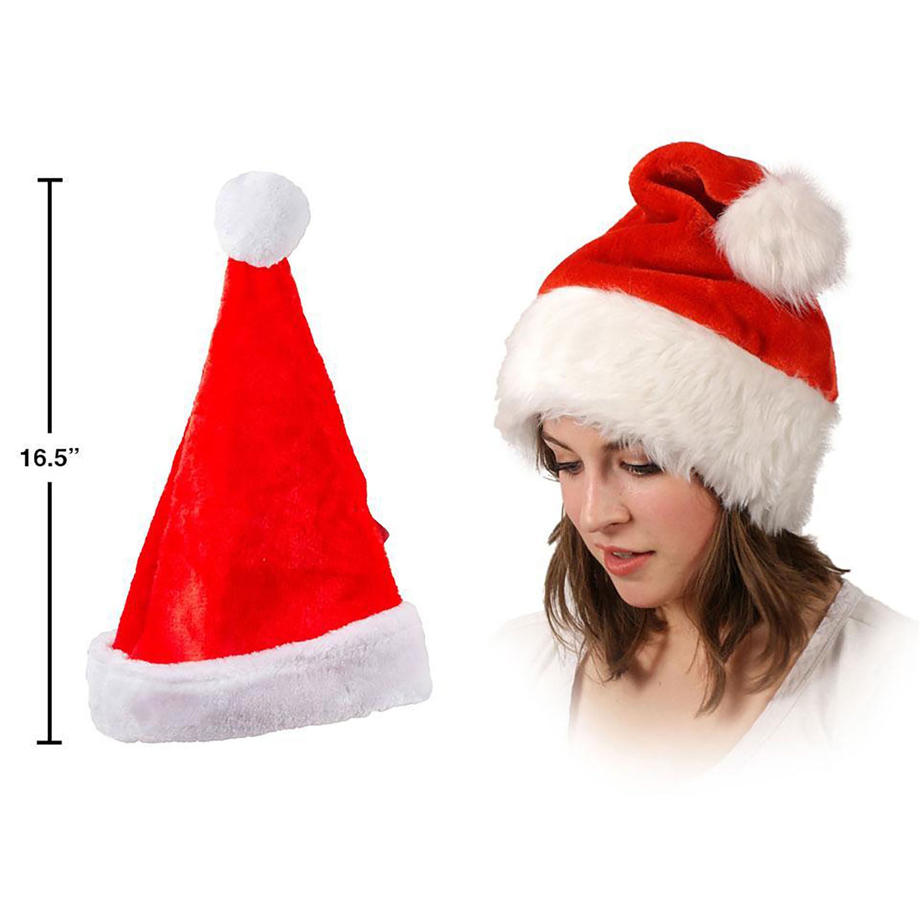 Santa's Secrets Red Plush Santa Hat 15x13in