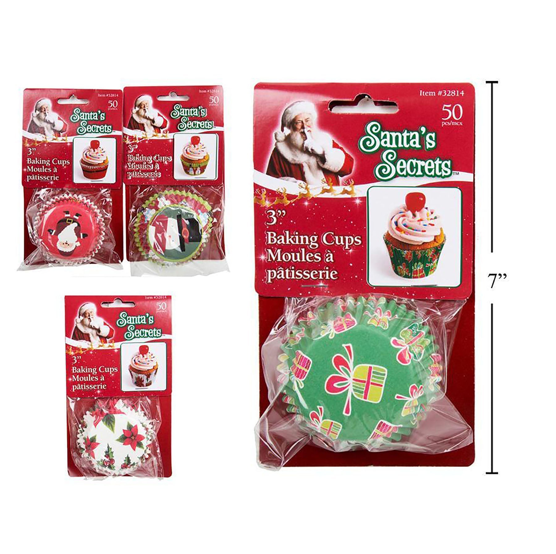 Santa's Secrets 50 Paper Baking Cups 3in VRT