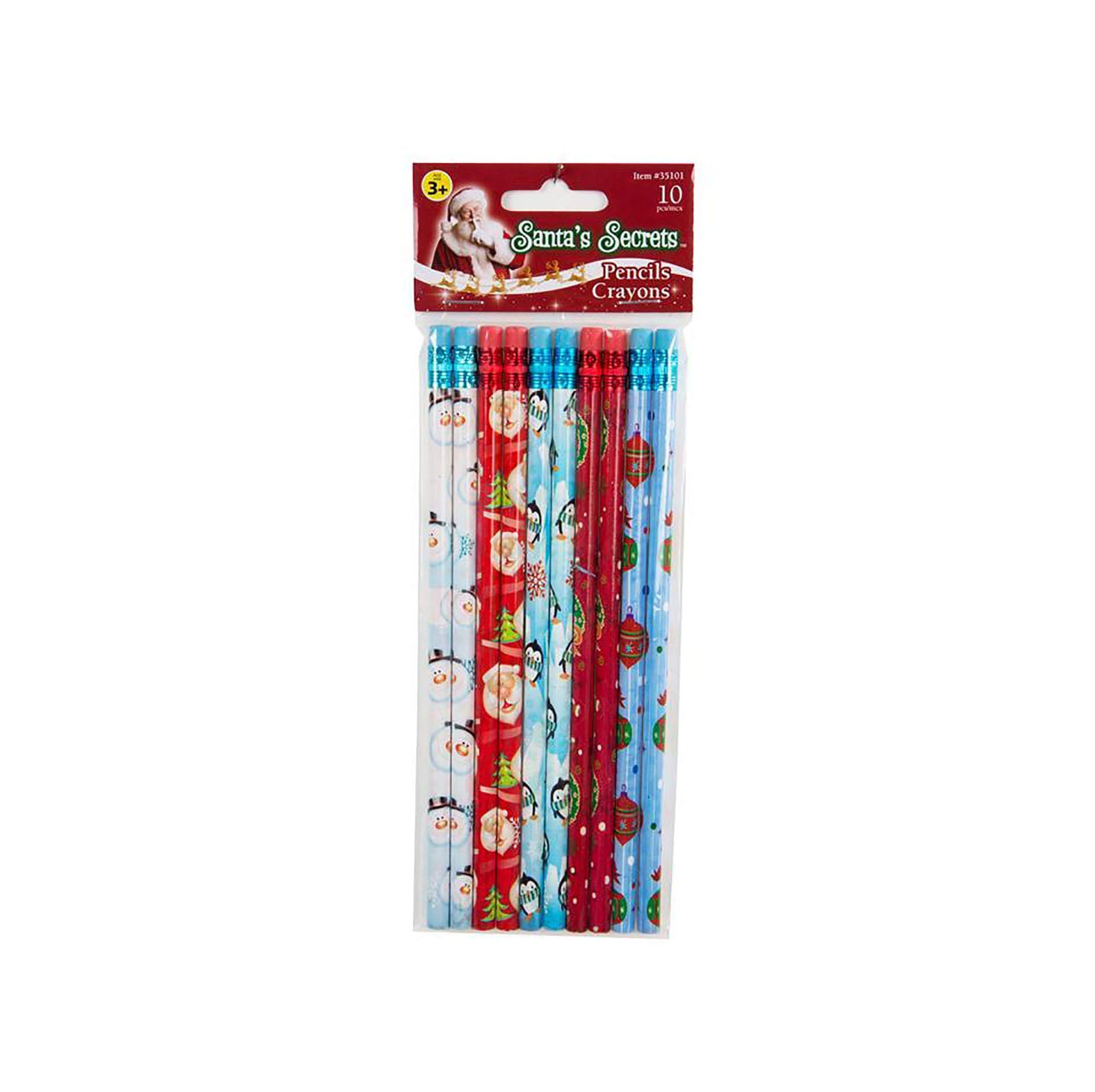 Santa's Secrets 10 Pencils with Colored Erasers