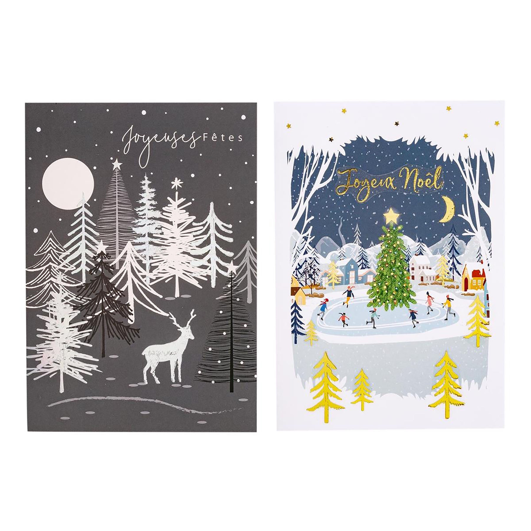 Christmas 16pcs Traditional French Cards - Glitter and Foil VRT