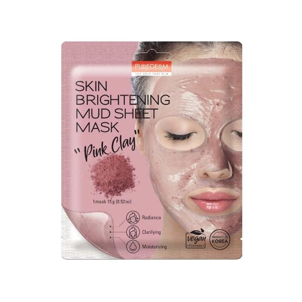 Pure Derm Skin Brightening Mud Sheet Mask - Pink Clay