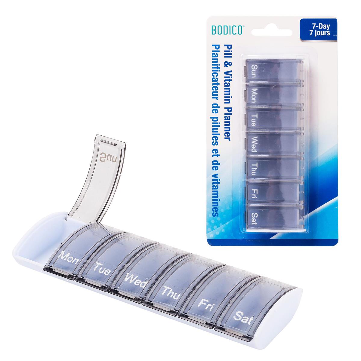 Bodico 7-Day Pill Organizer Plastic 1.7x5.5x0.8in