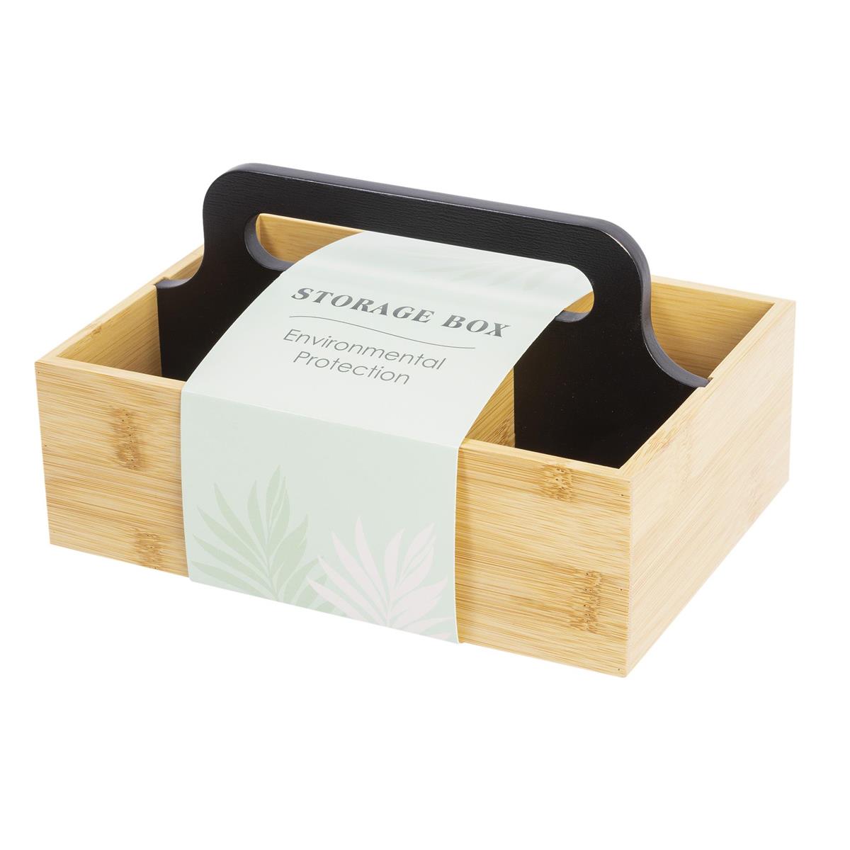 Bodico Bamboo Caddy with Black Compartments 8.6x5.9x4.7in 