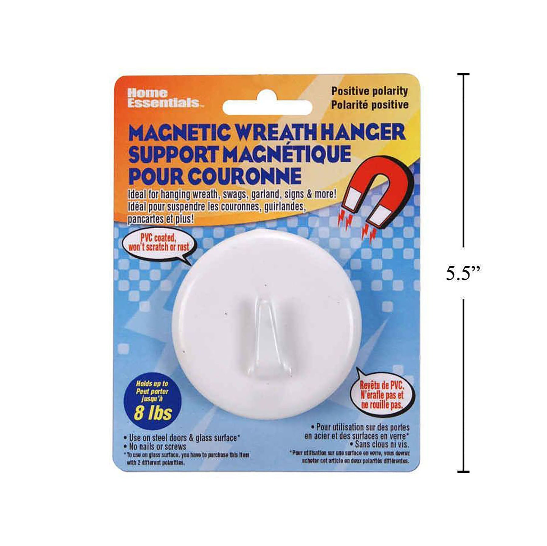 Home Essentials White Magnetic Hook 2.5in