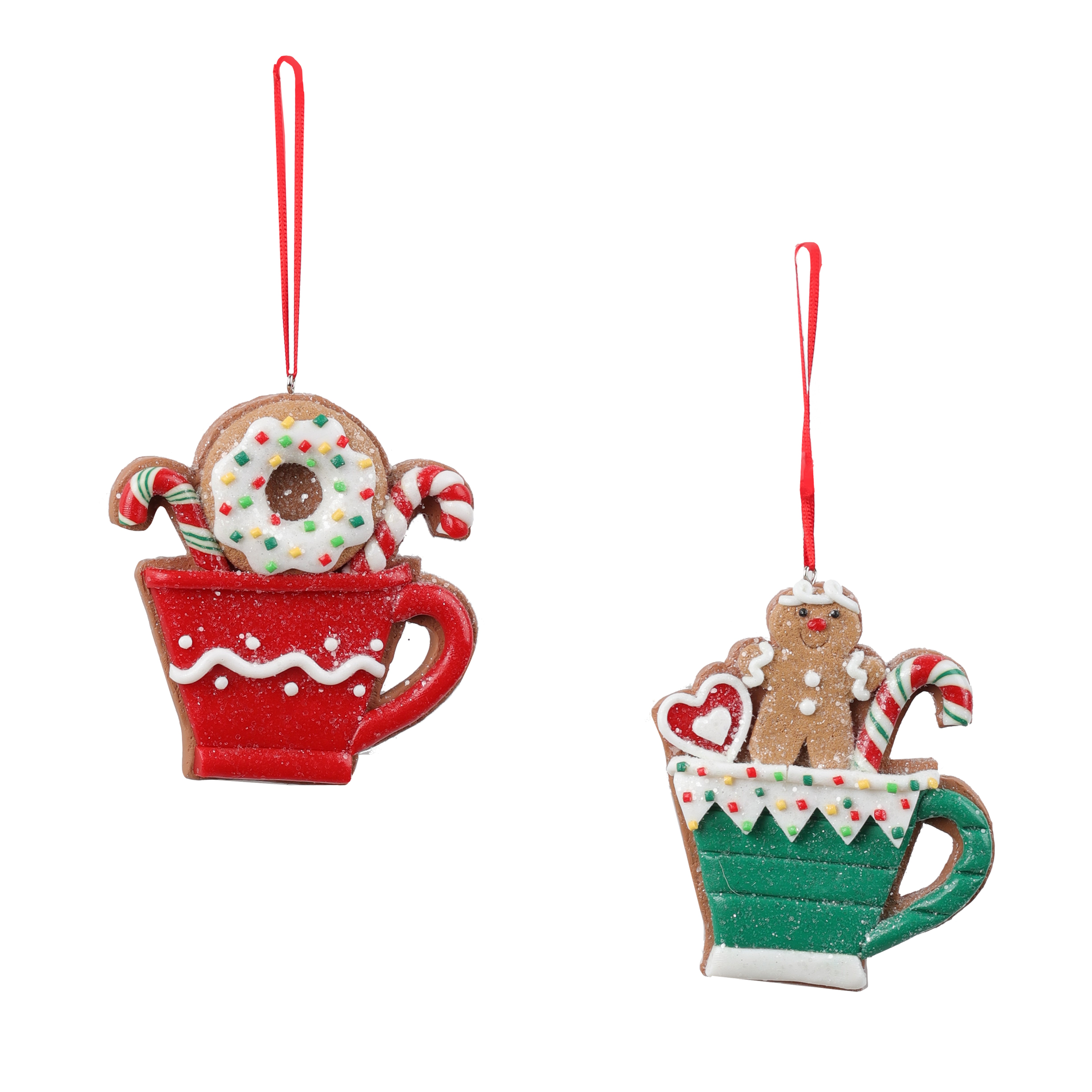 Christmas Coffee Cup Clay Ornament 4in VRT