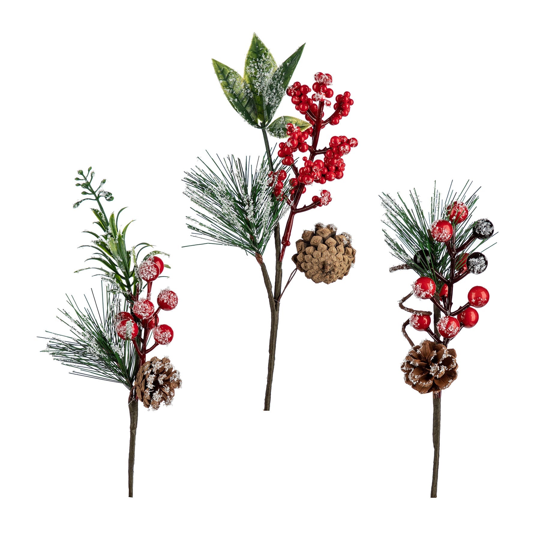 Christmas Frosted Pine and Berry Pick 9.8in VRT