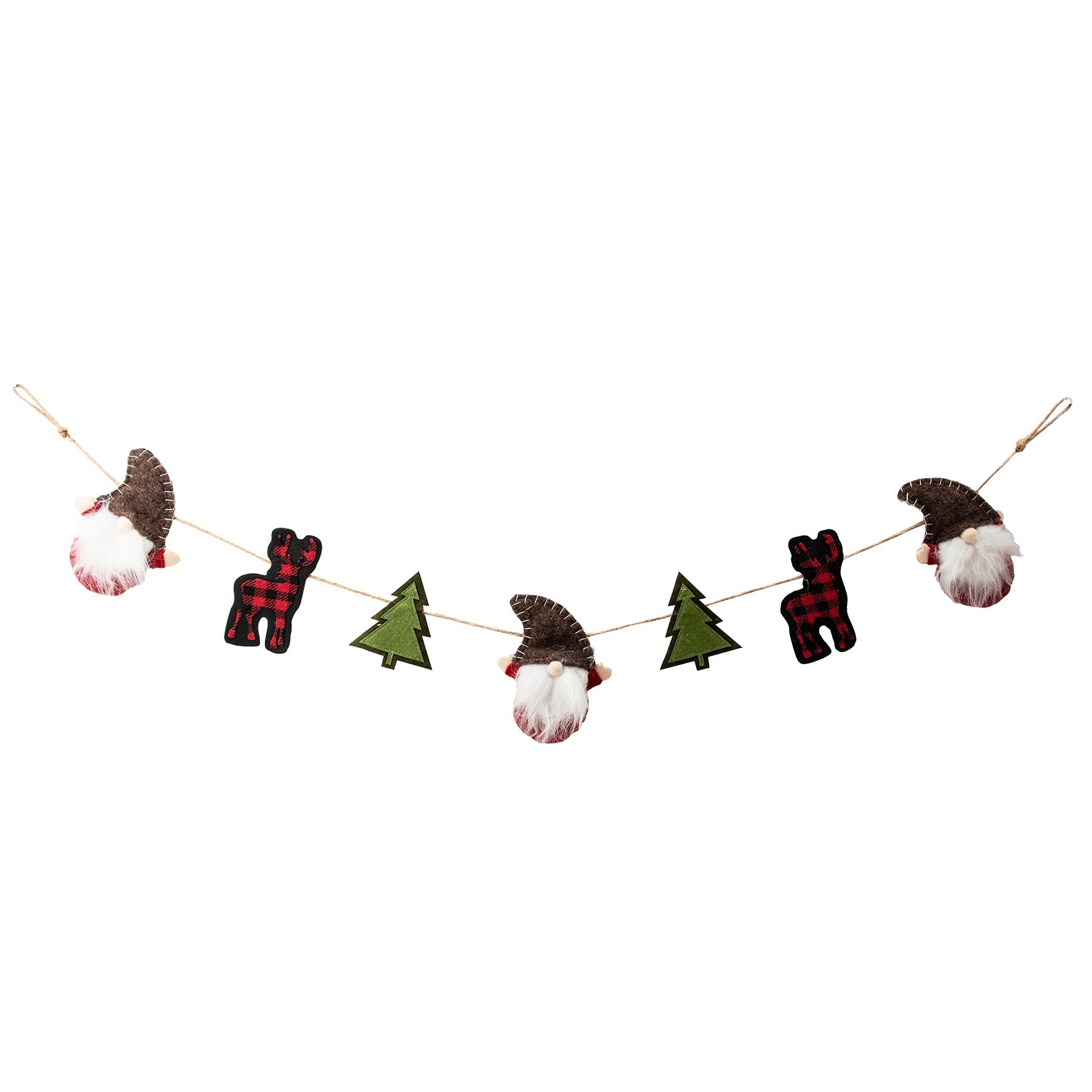 Christmas Santa Gnome and Tree Design Garland 47.6in