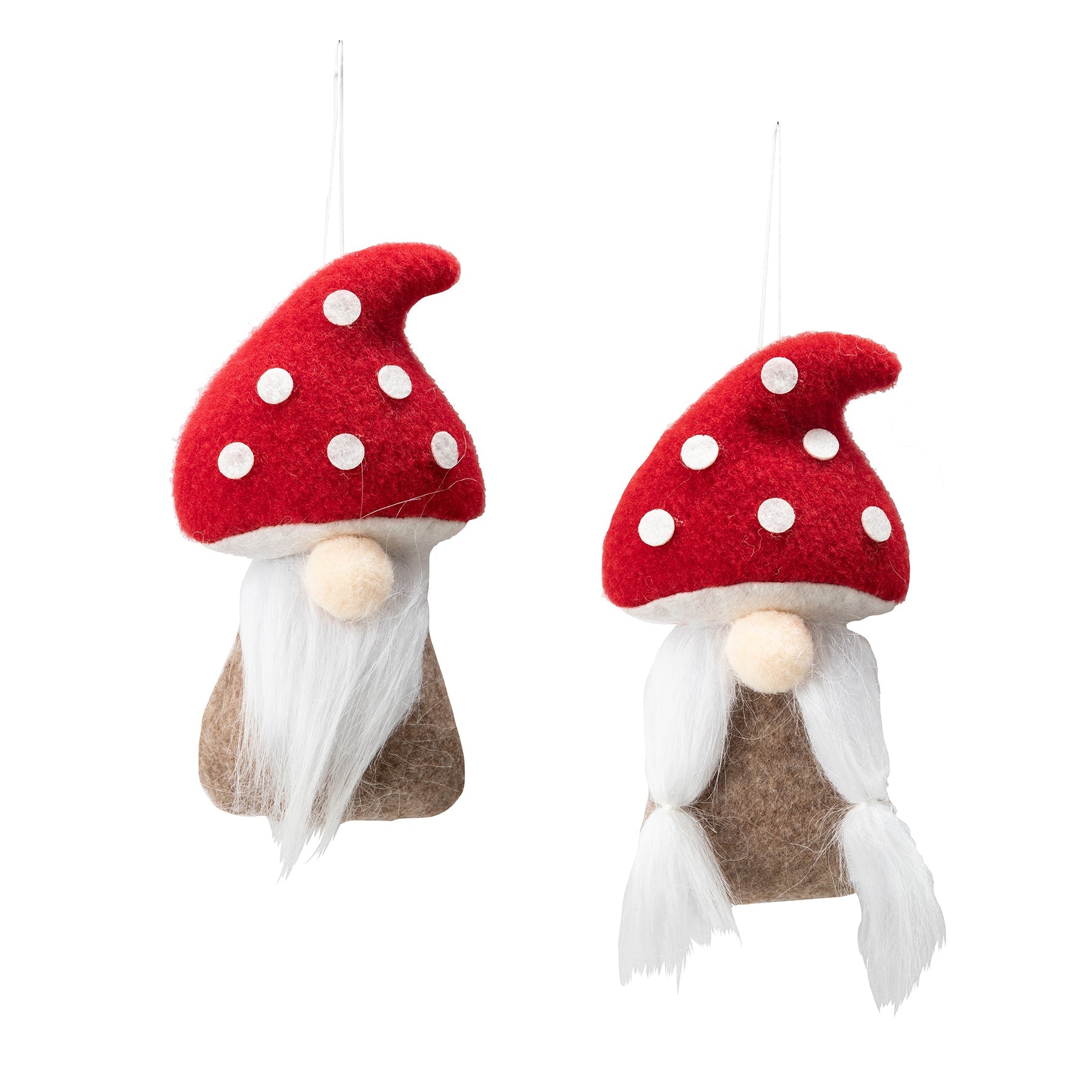 Christmas Fabric Mushroom Gnome Ornament 6.7in VRT