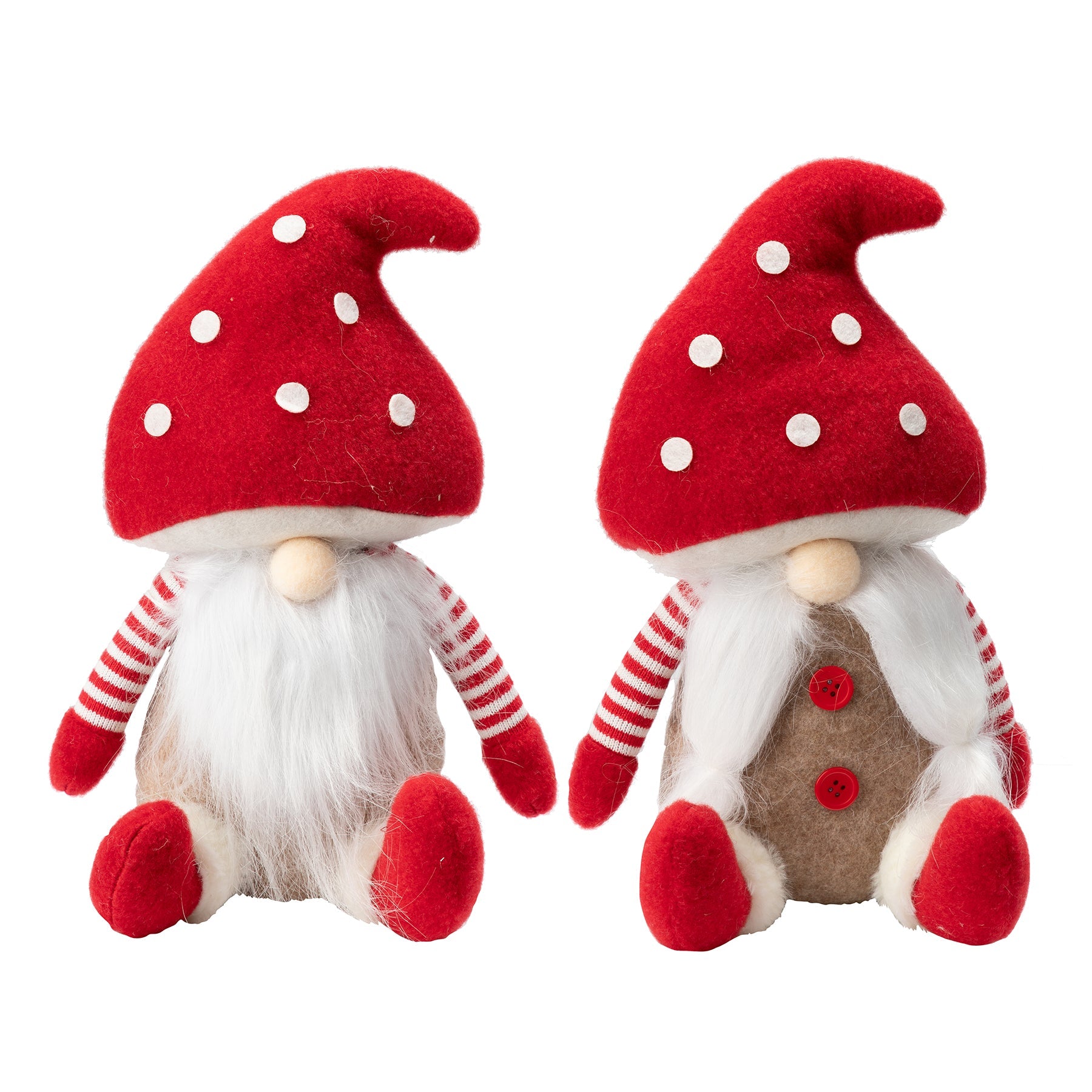 Christmas Fabric Sitting Mushroom Gnome 11in VRT