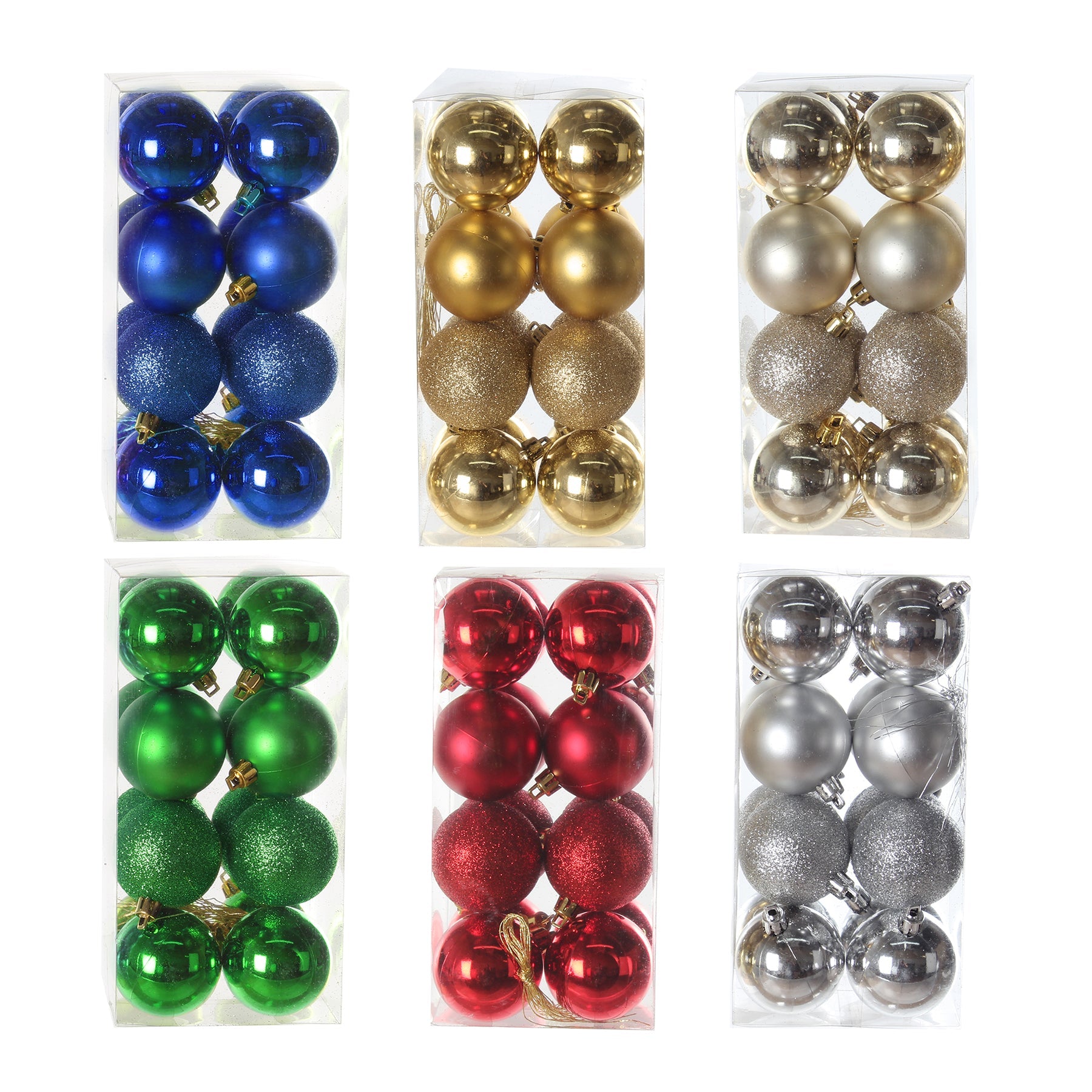 Christmas 16 Shatterproof Ball Ornaments Shiny, Matte and Glitter 2in VRT