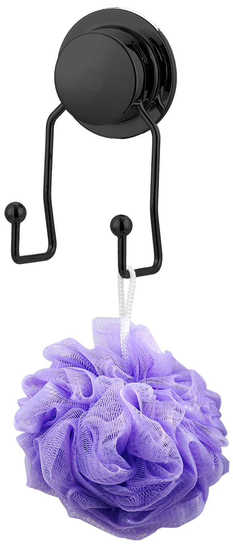 Black Bathroom Hook with Suction 2.75x6in