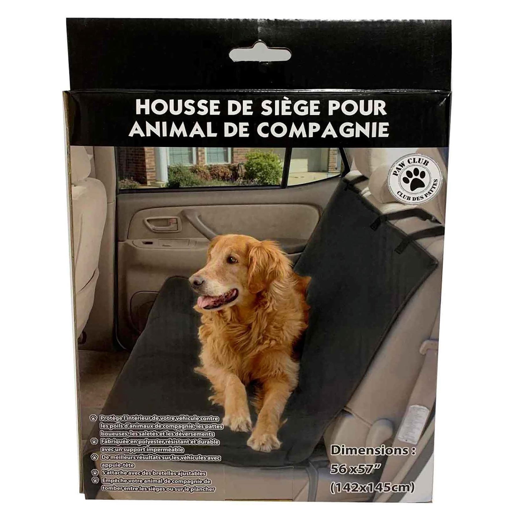 Paw Club Pet Seat Cover Polyester with Waterproof Backing 56x57in