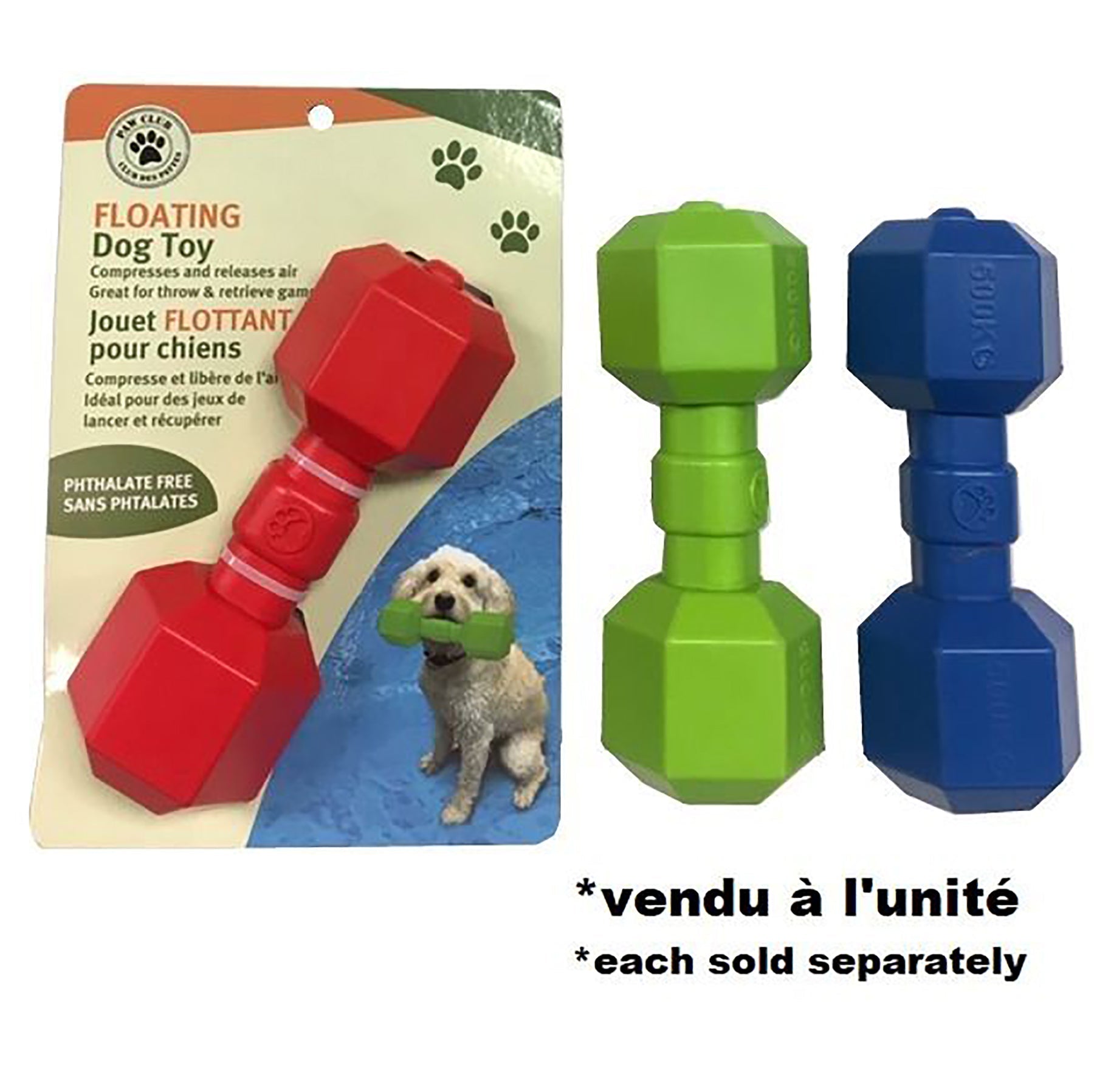 Paw Club Dog Toy - Floating Dumbbell 8in