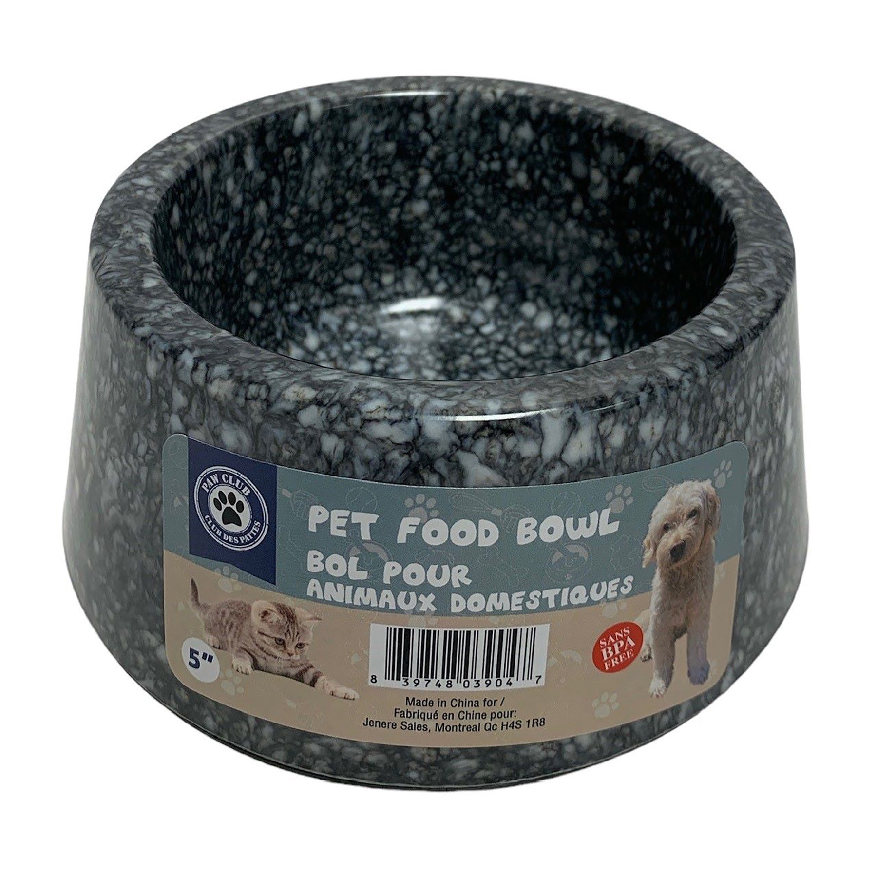 Paw Club Pet Bowl with Non-slip Base - Plastic 5in