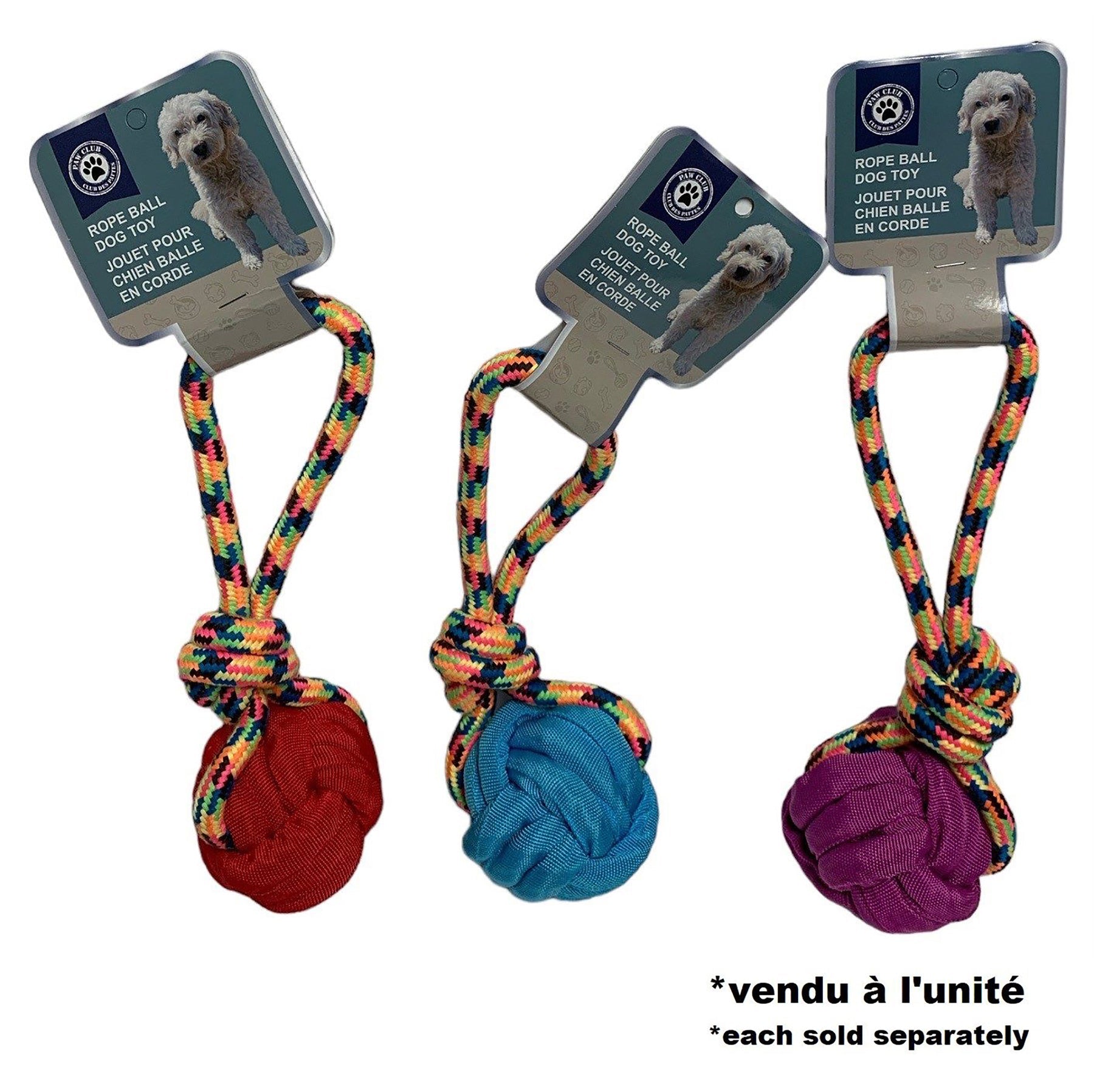 Paw Club Dog Toy - Neon Rope Ball 11in