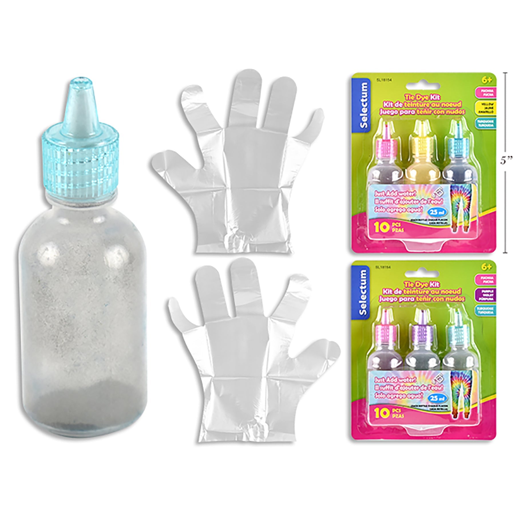 Selectum 10pcs Tie Dye Kit Gloves Included 0.84oz Bottle