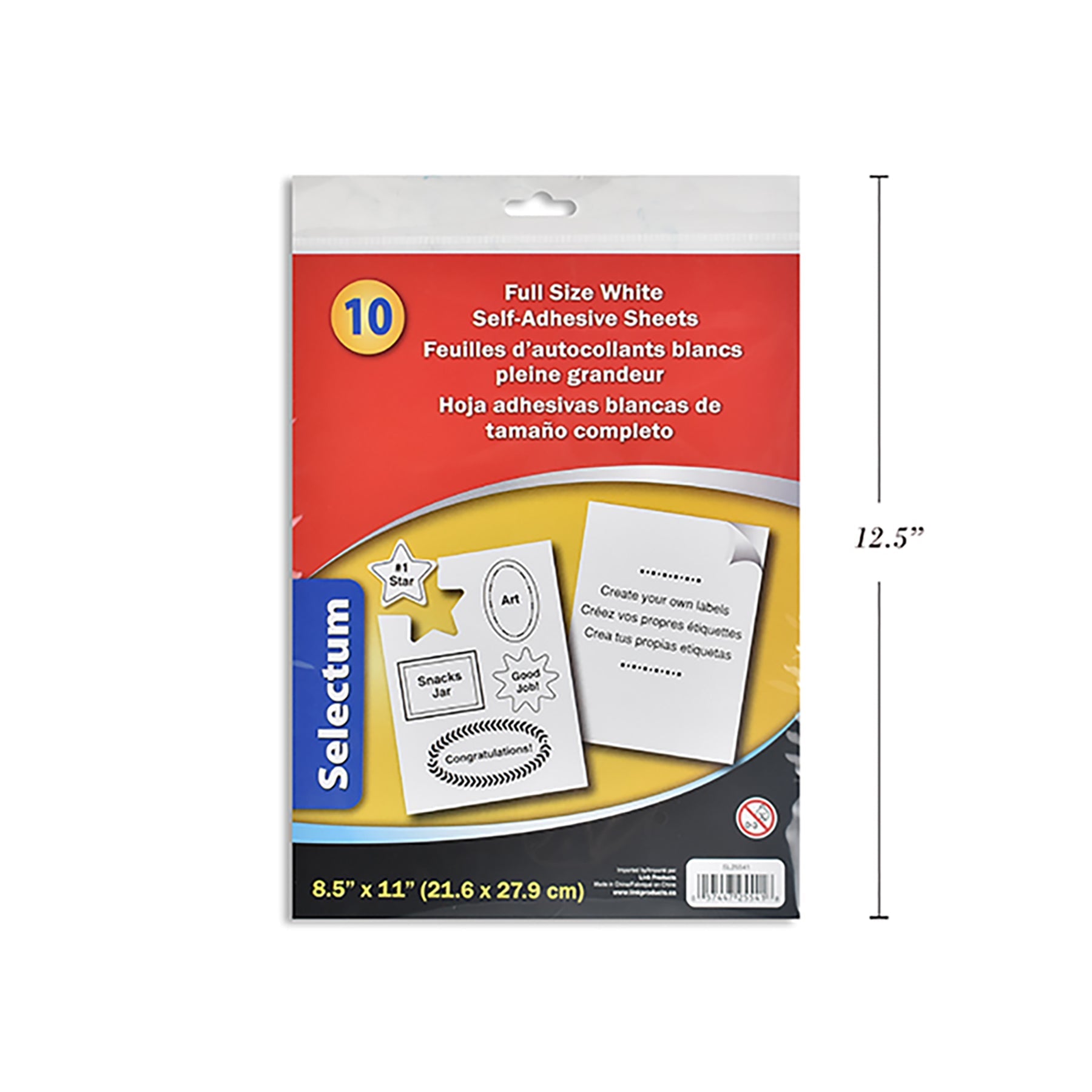 Selectum 10 Self-Adhesive Sheets Matte Paper White 8.5x11in