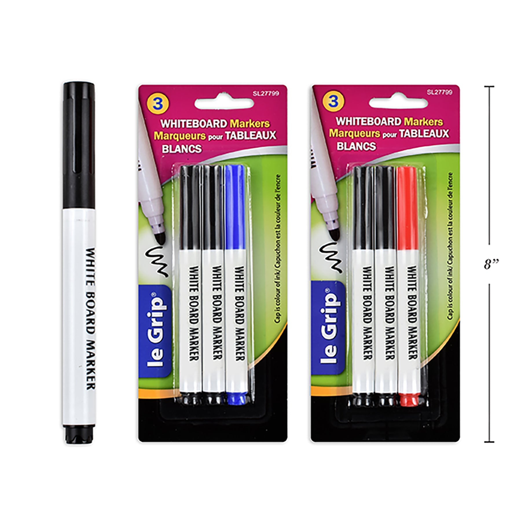 Le Grip 3 Whiteboard Markers Assorted Colors